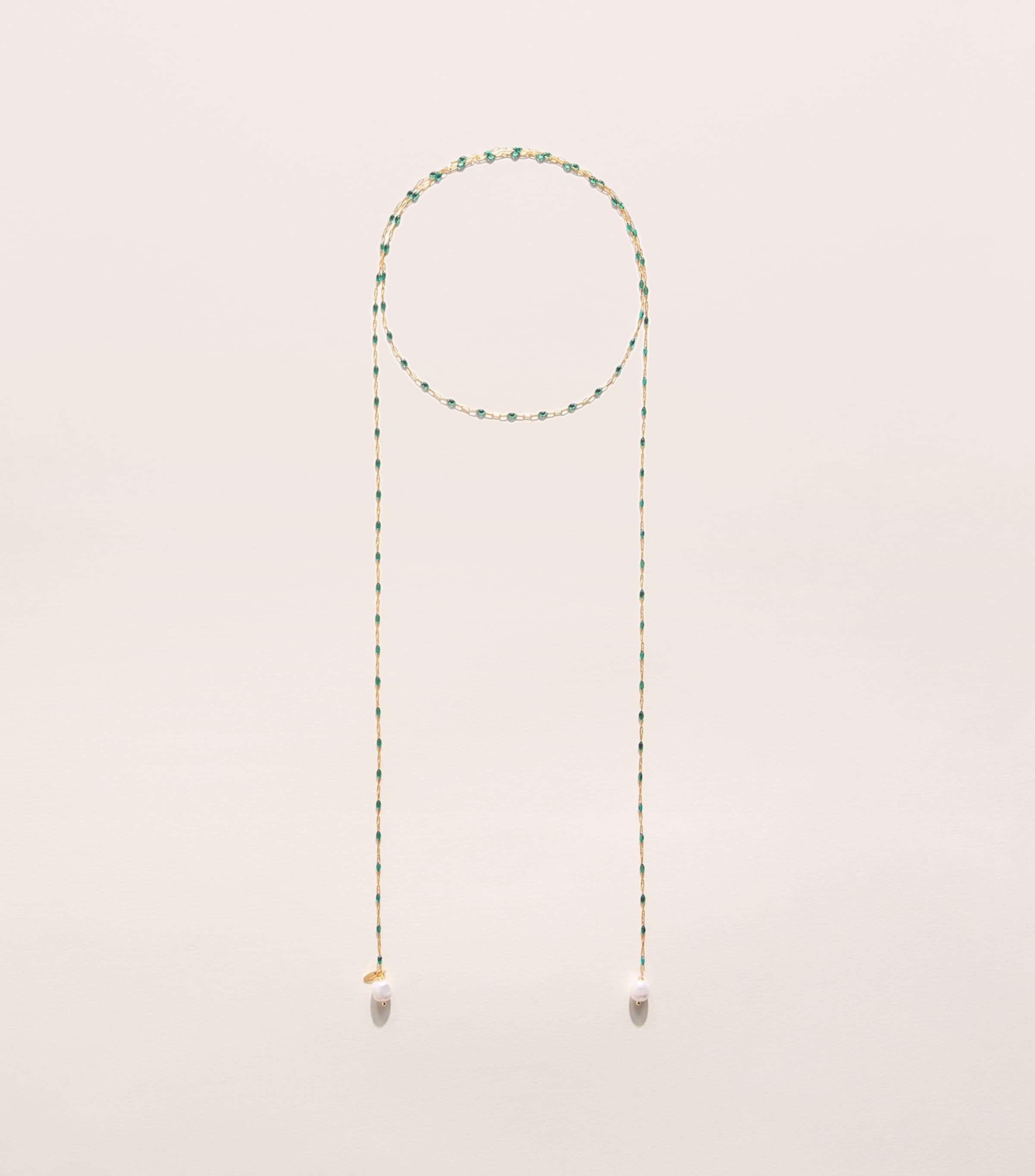 Hermina Athens Beaded Pearl Rosario Necklace Gold