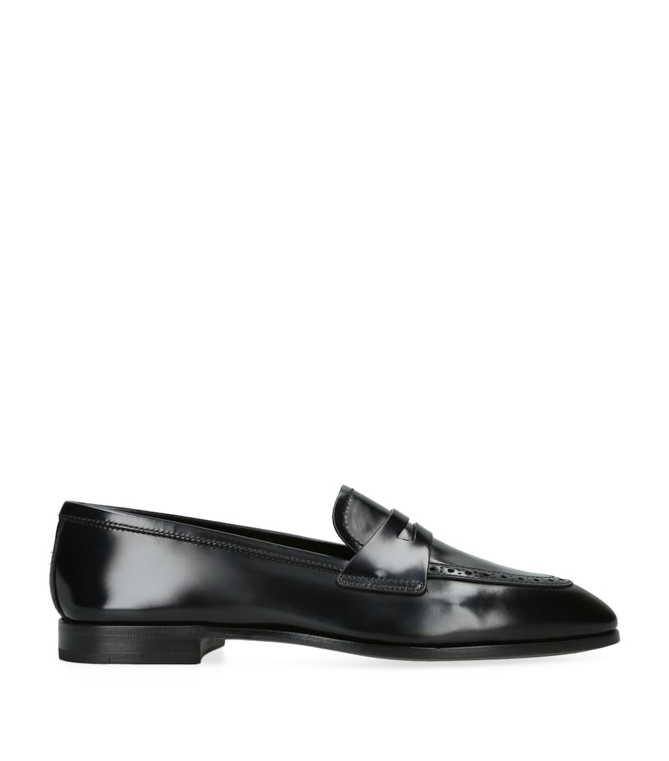 Polished Fumé Leather Onyx Loafers