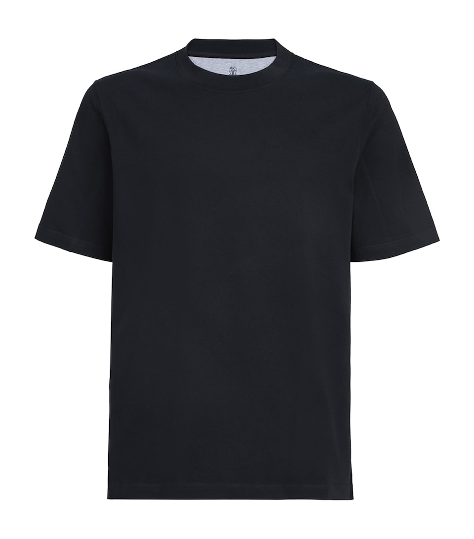 Brunello Cucinelli Mens Cotton Crew-Neck T-Shirt Blue
