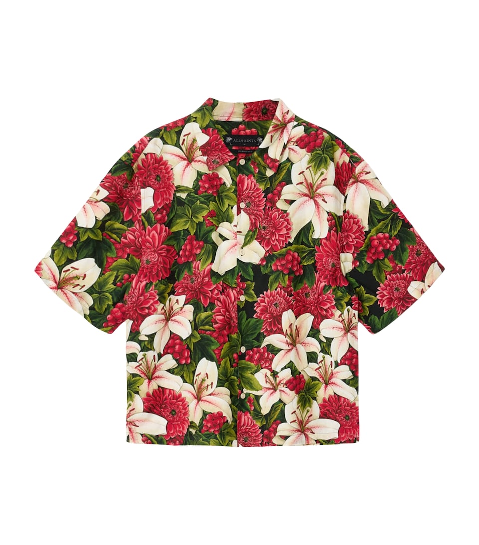 AllSaints Mens Floral Hokkaido Shirt Red
