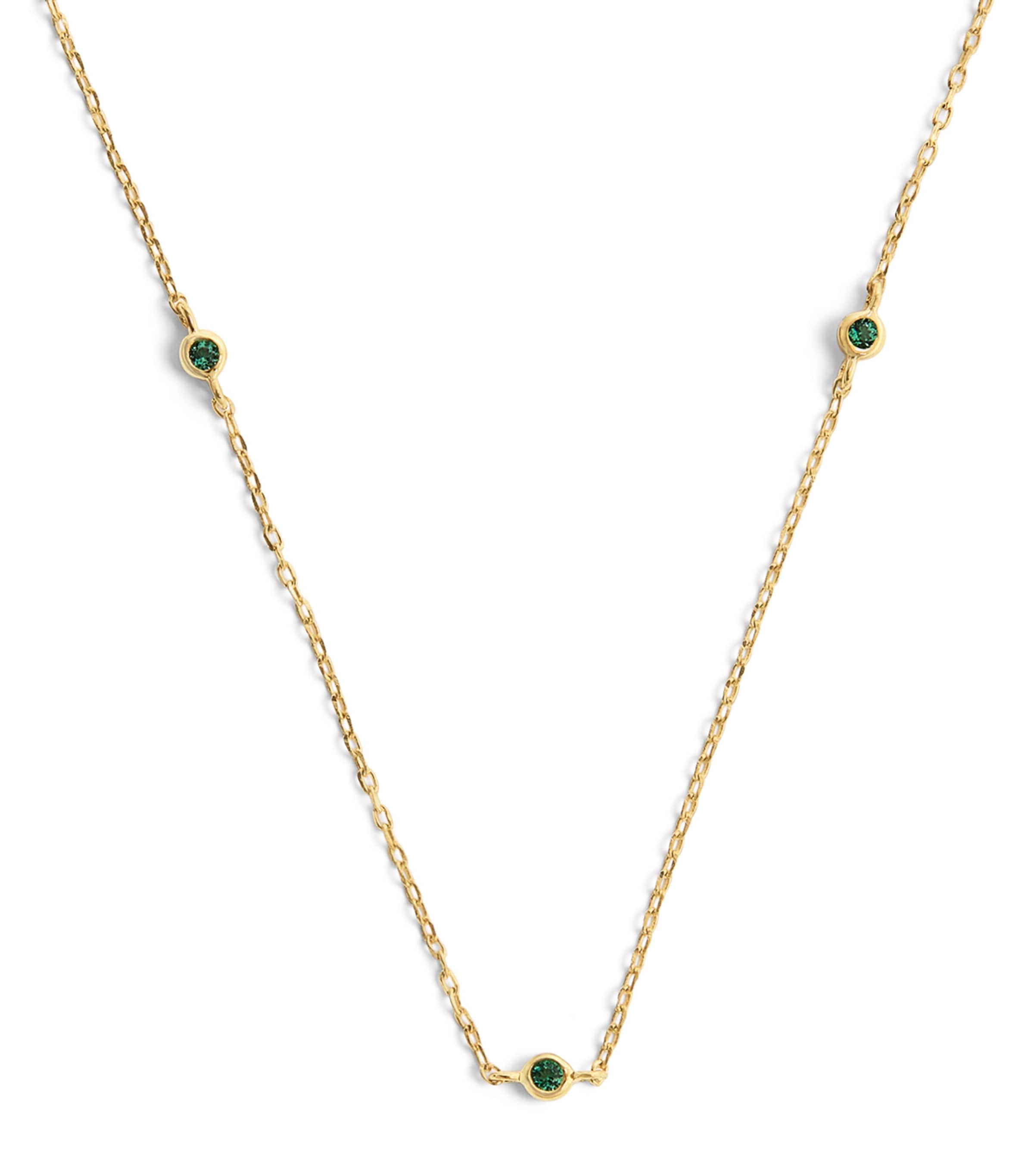 Astrid & Miyu Yellow Gold and Emerald Charm Necklace Gold
