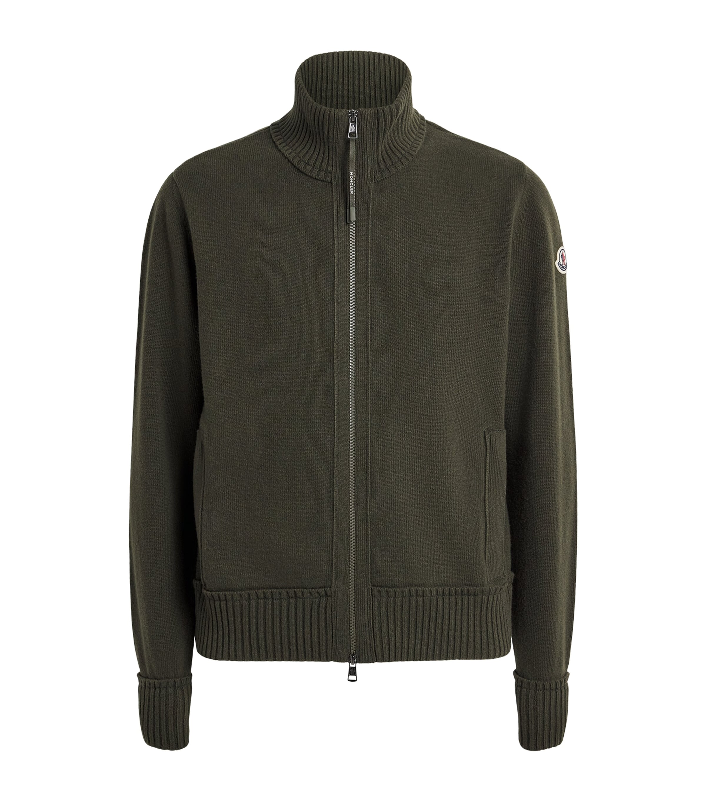Moncler Mens Virgin Wool-Cashmere Zip-Up Cardigan