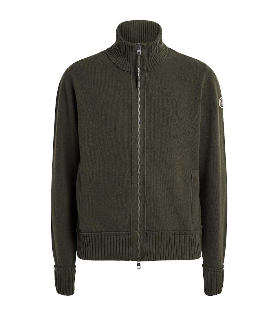 Moncler Mens Virgin Wool-Cashmere Zip-Up Cardigan
