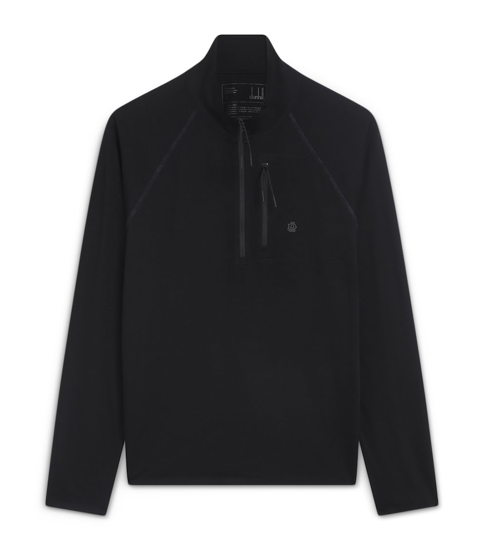 Dunhill Mens Wool Quarter-Zip Sweatshirt Navy