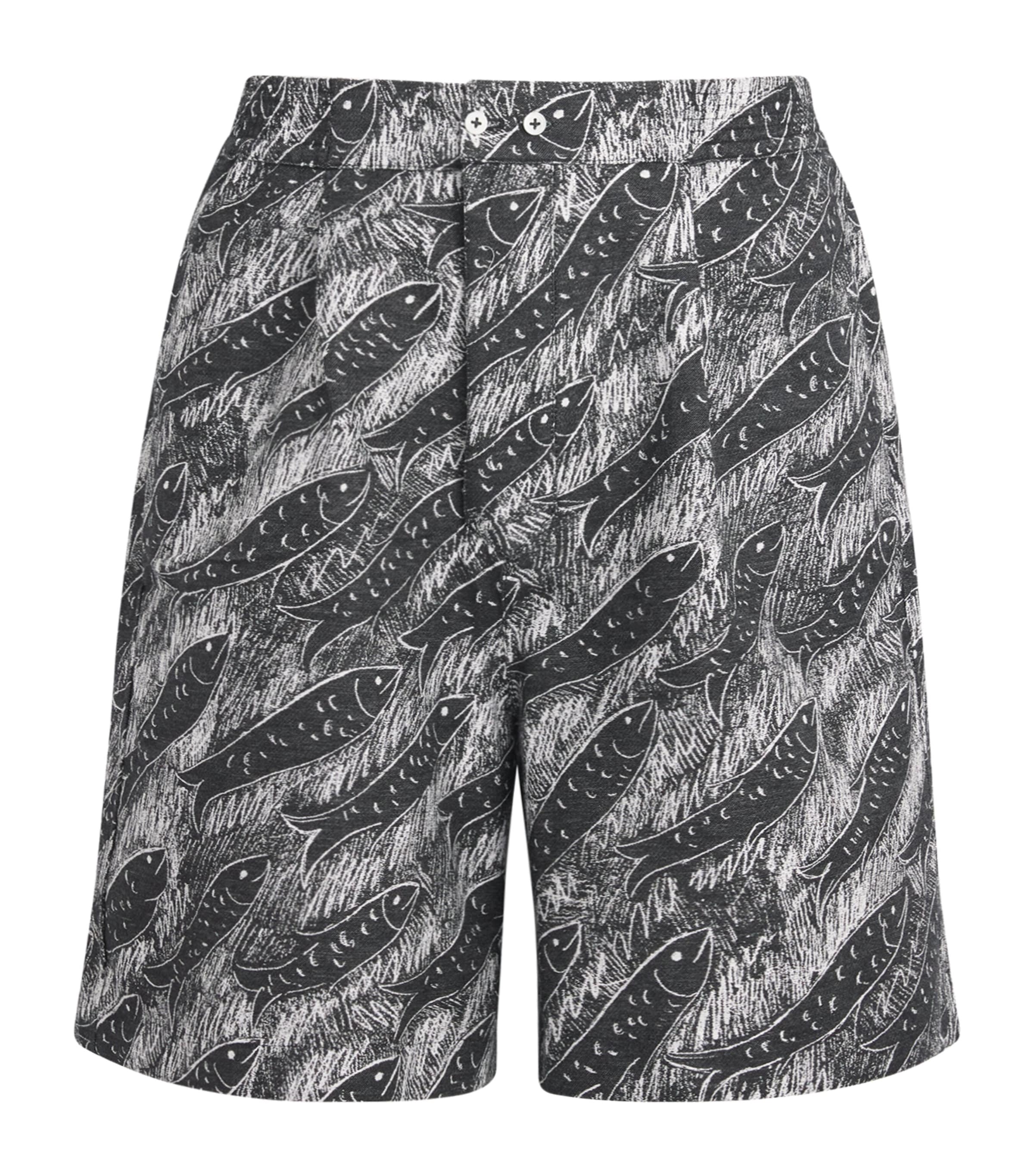 Jacquemus Mens Pleated Pyjama Shorts Jcq Fish Blk/wht