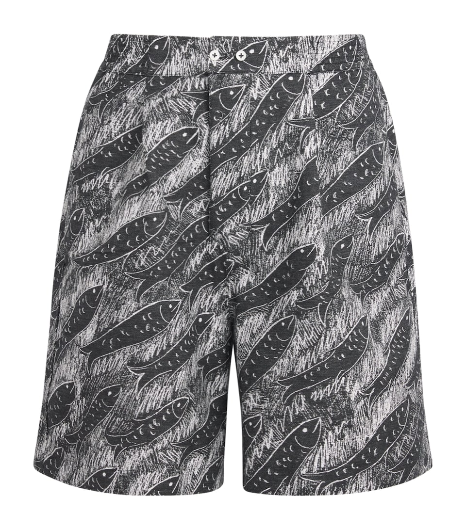 Jacquemus Mens Pleated Pyjama Shorts Jcq Fish Blk/wht