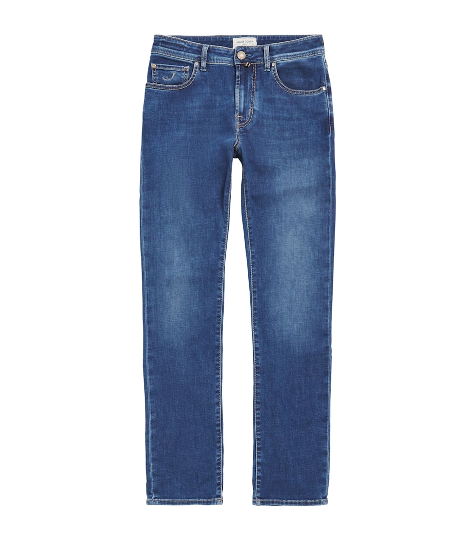 JACOB COHËN Mens Pony Hair-Patch Bard Tapered Jeans Light Blue