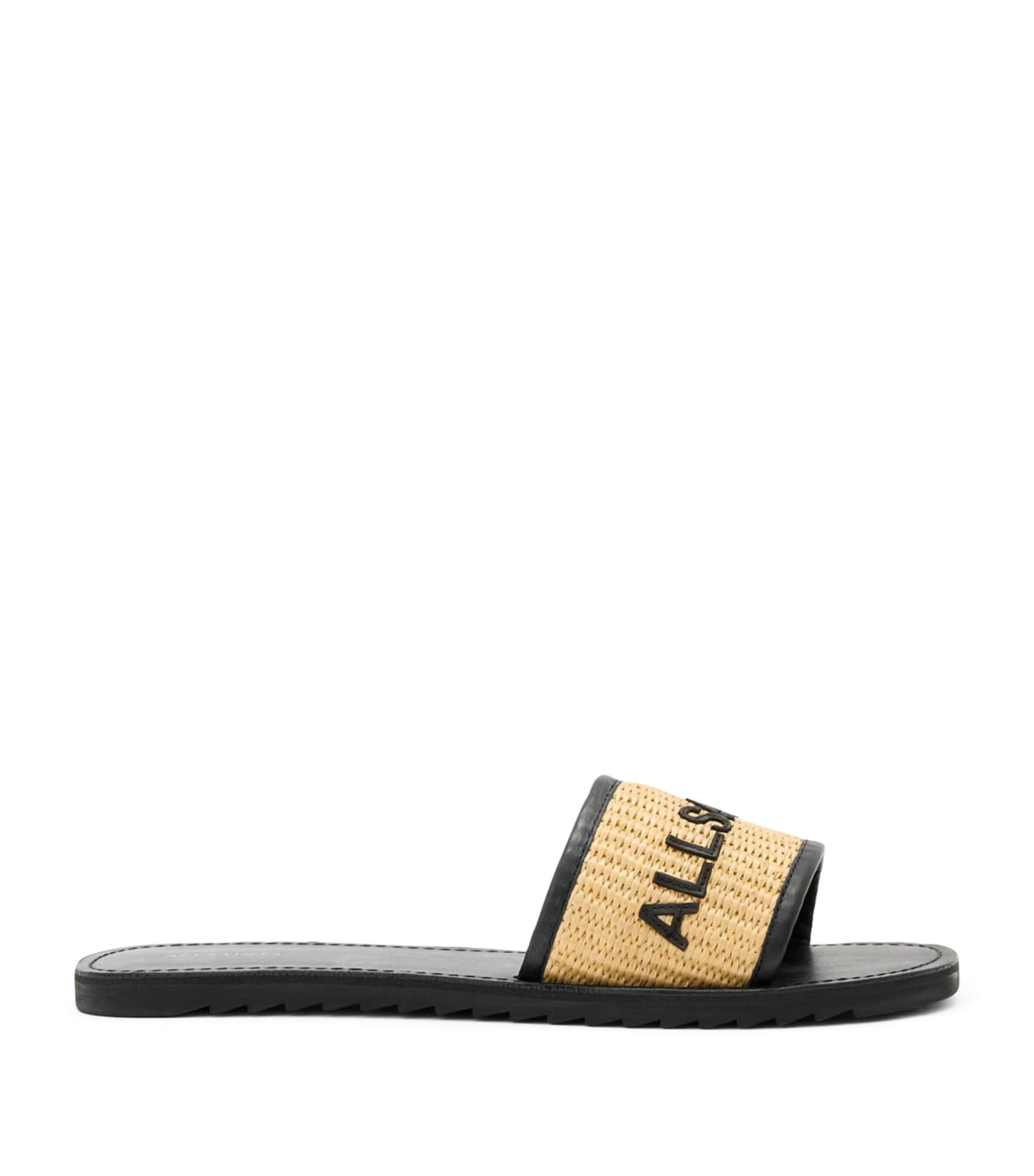 AllSaints Raffia Hoxton Sliders Black/natural