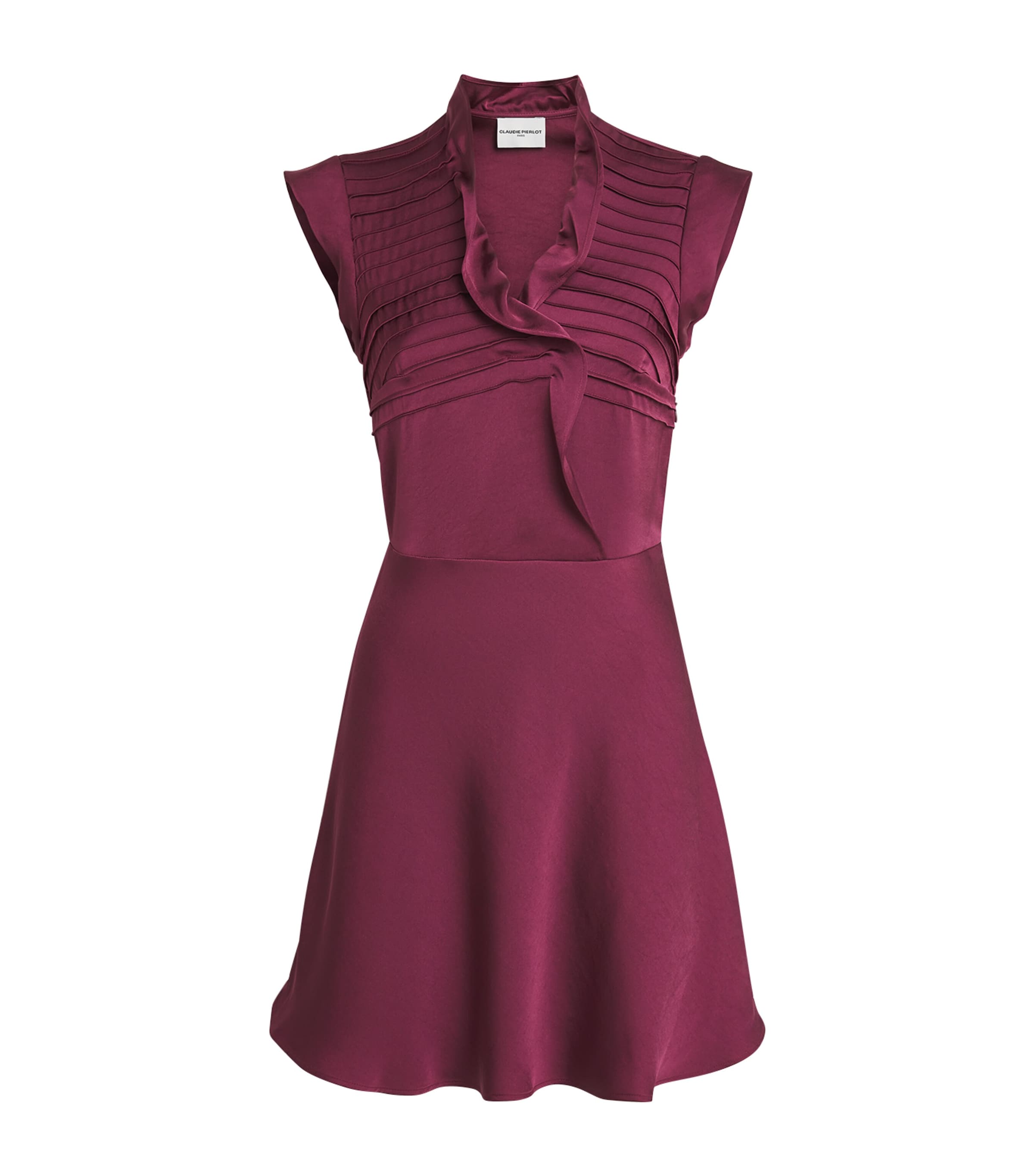 Claudie Pierlot Womens Satin Ruffled Mini Dress Hydrangea