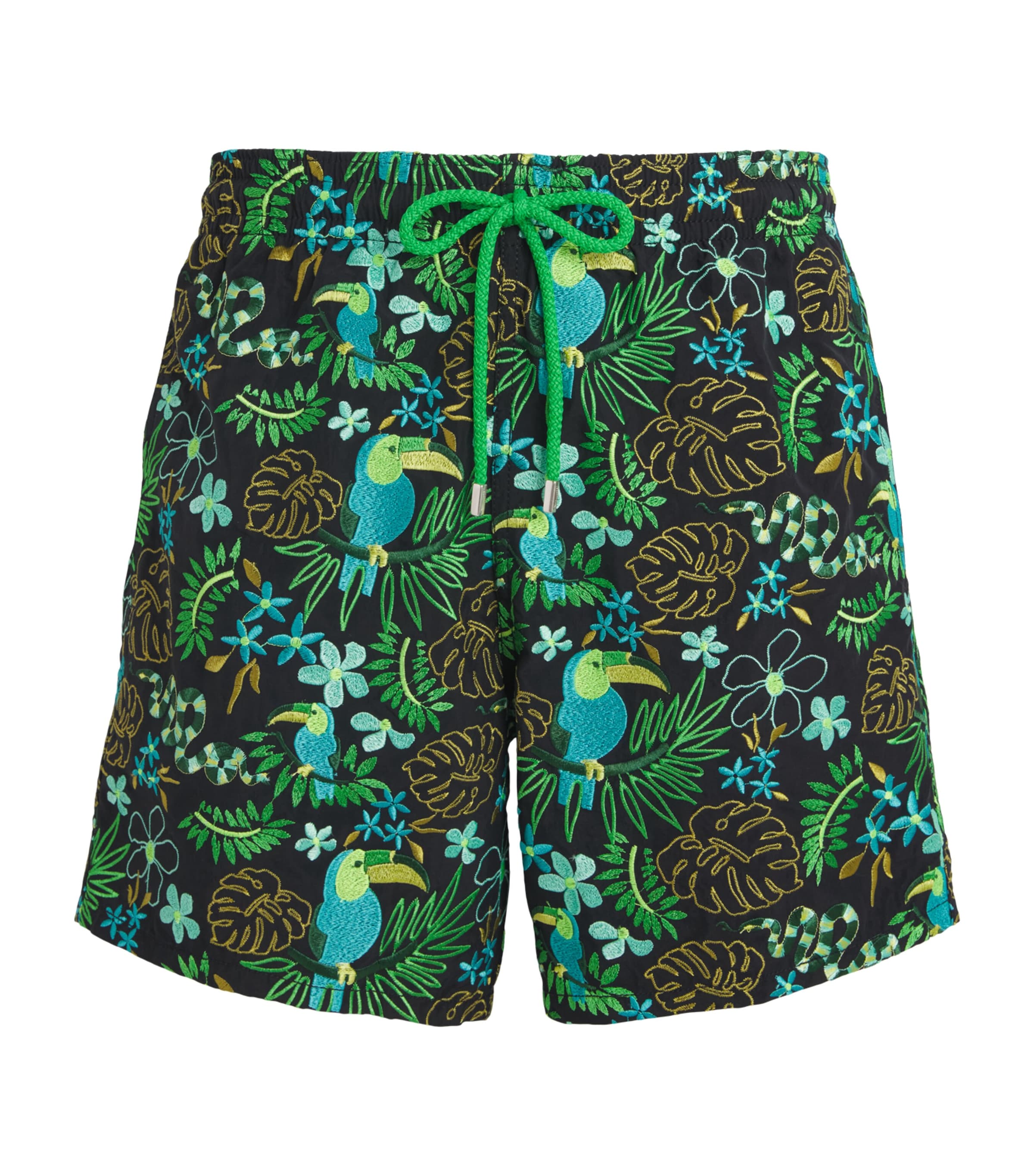 Vilebrequin Mens Papel de Embrulho Embroidered Mistral Swim Shorts Noir