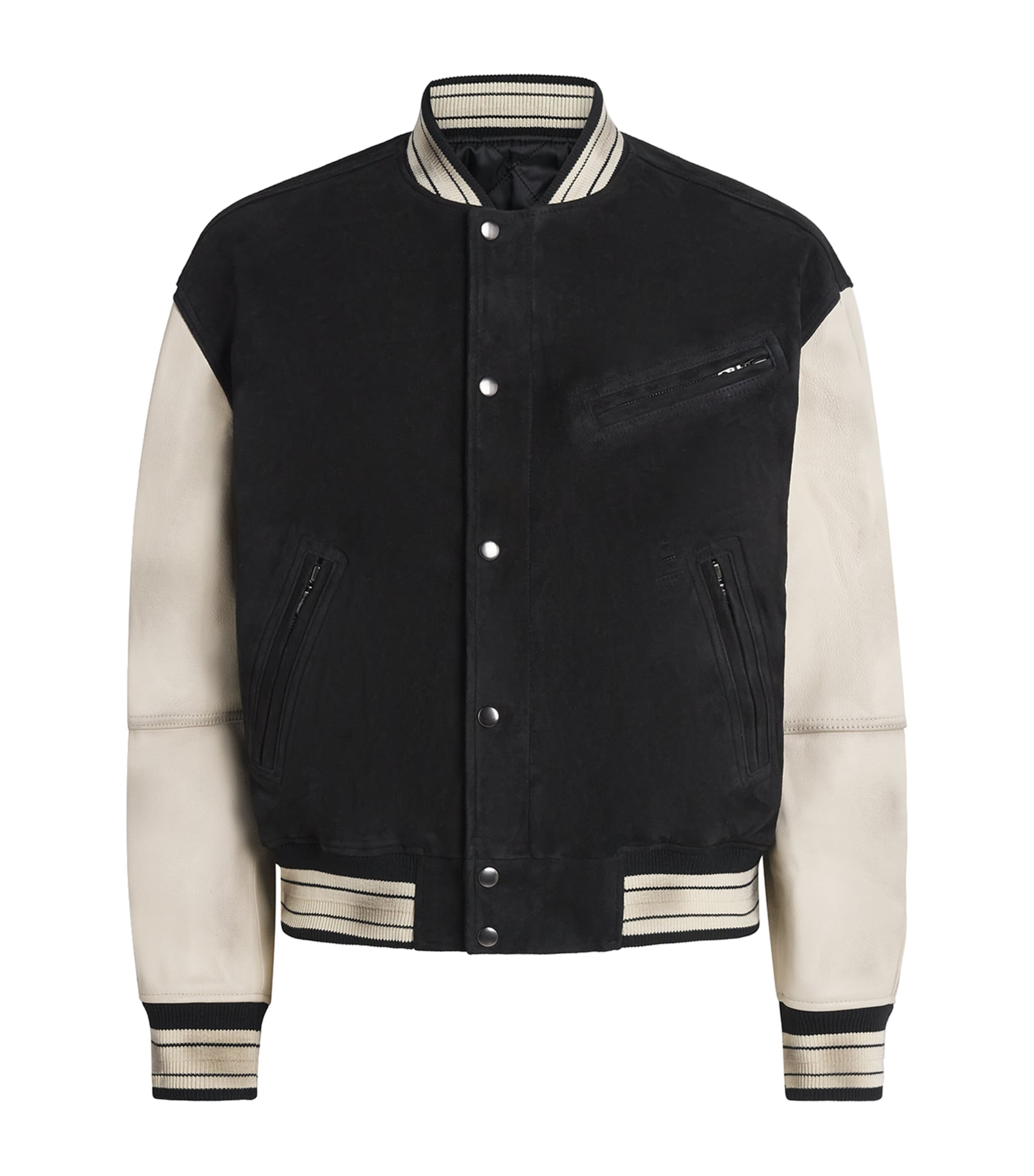 Coor Mens Suede Varsity Jacket Black