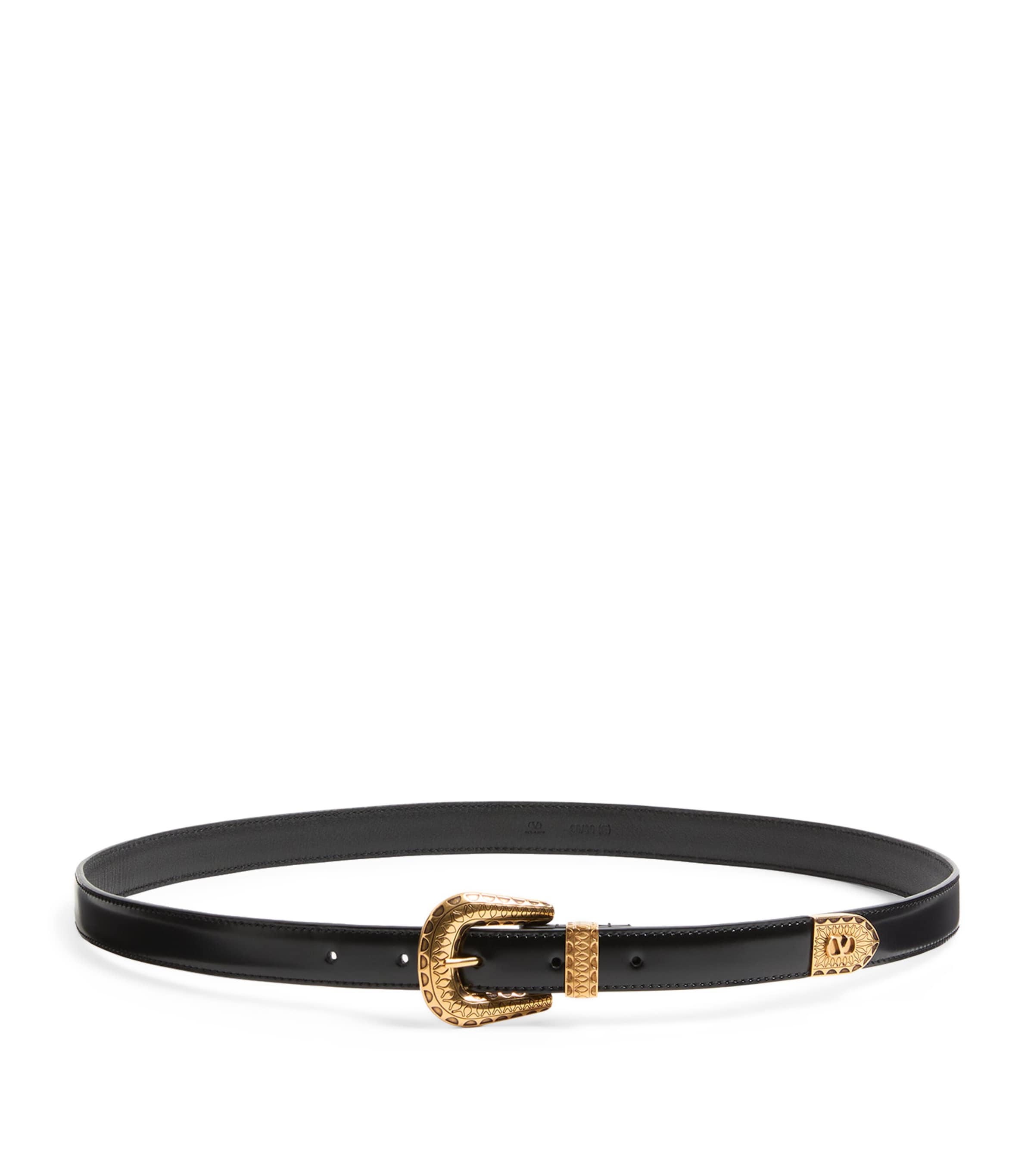 Leather VLogo Buckle Belt