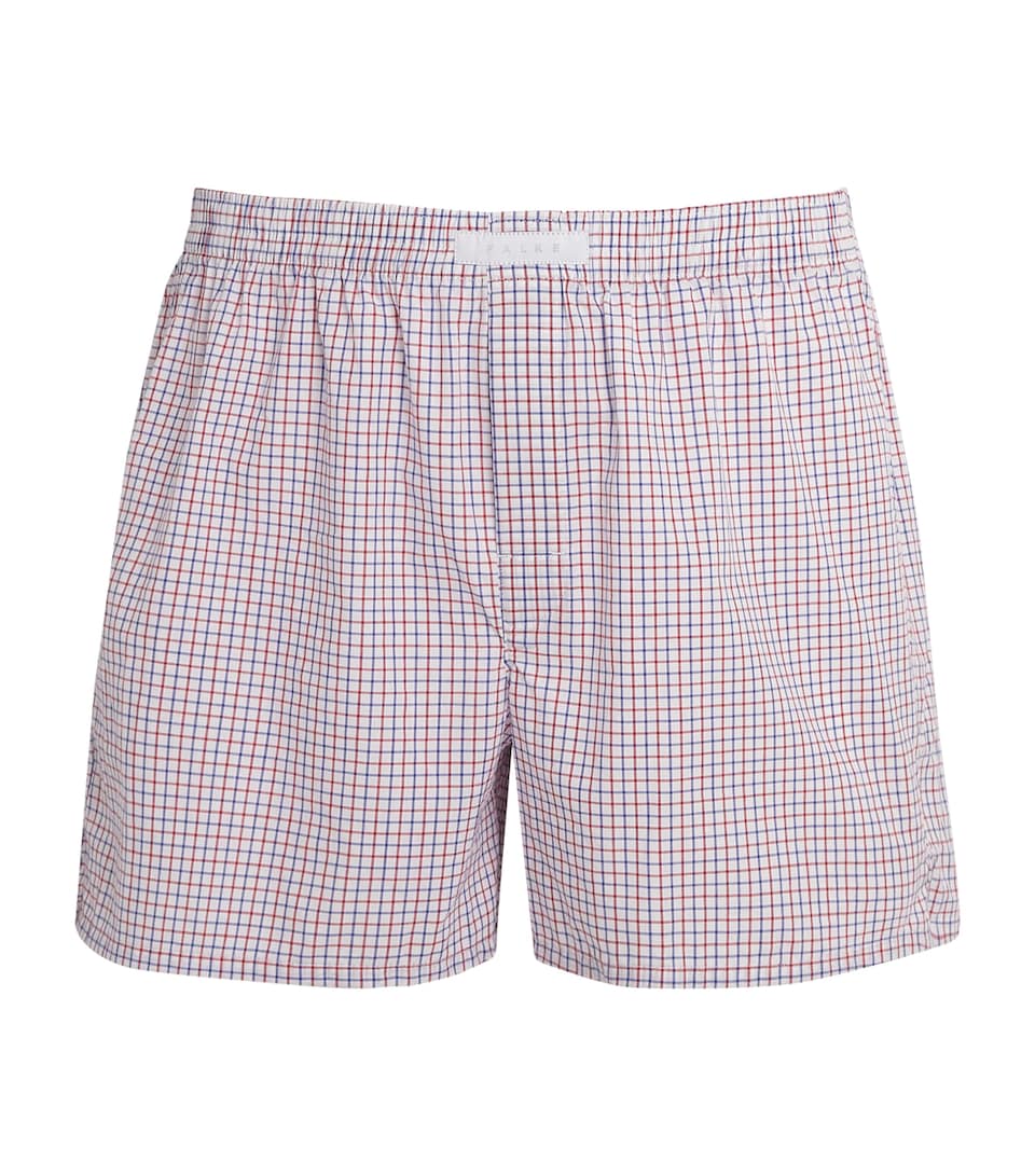Falke Mens Cotton Check Boxer Shorts Blue Red M