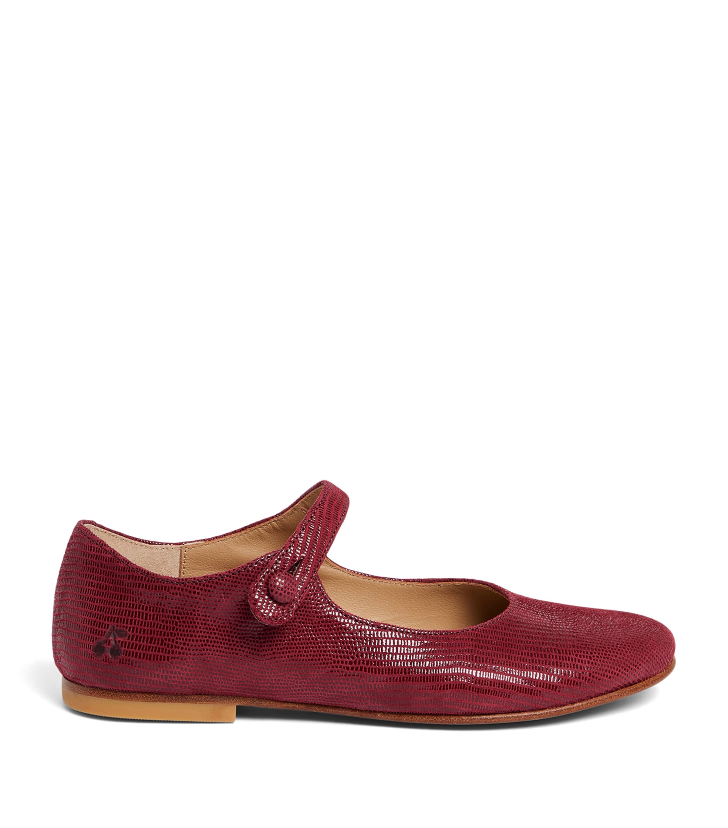 Bonpoint Leather Snakeskin-Effect Ella Mary Janes Bordeaux