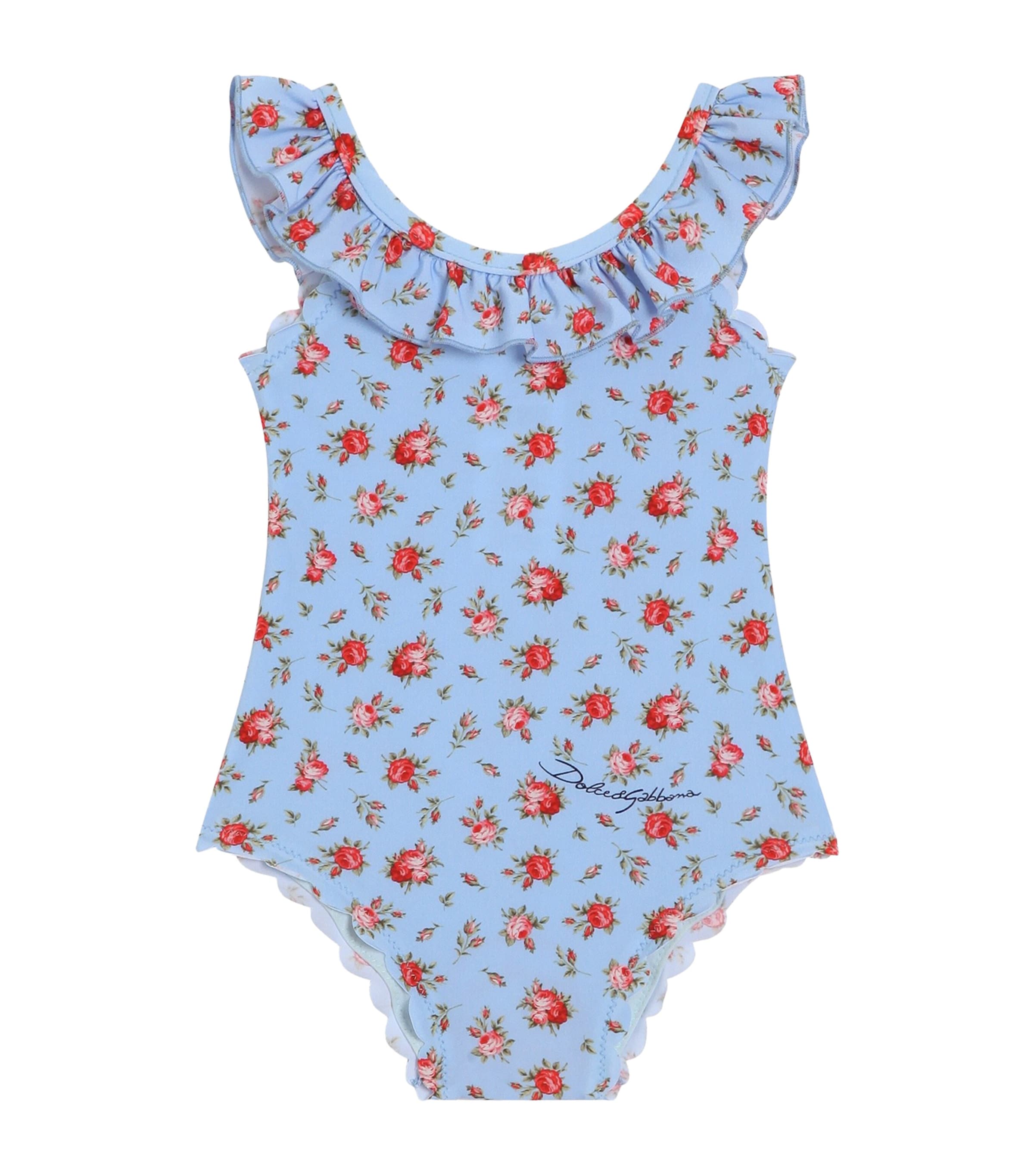Dolce&Gabbana Kids Floral Ruffled-Neck Swimsuit (0-30 Months) Roselline F.ce