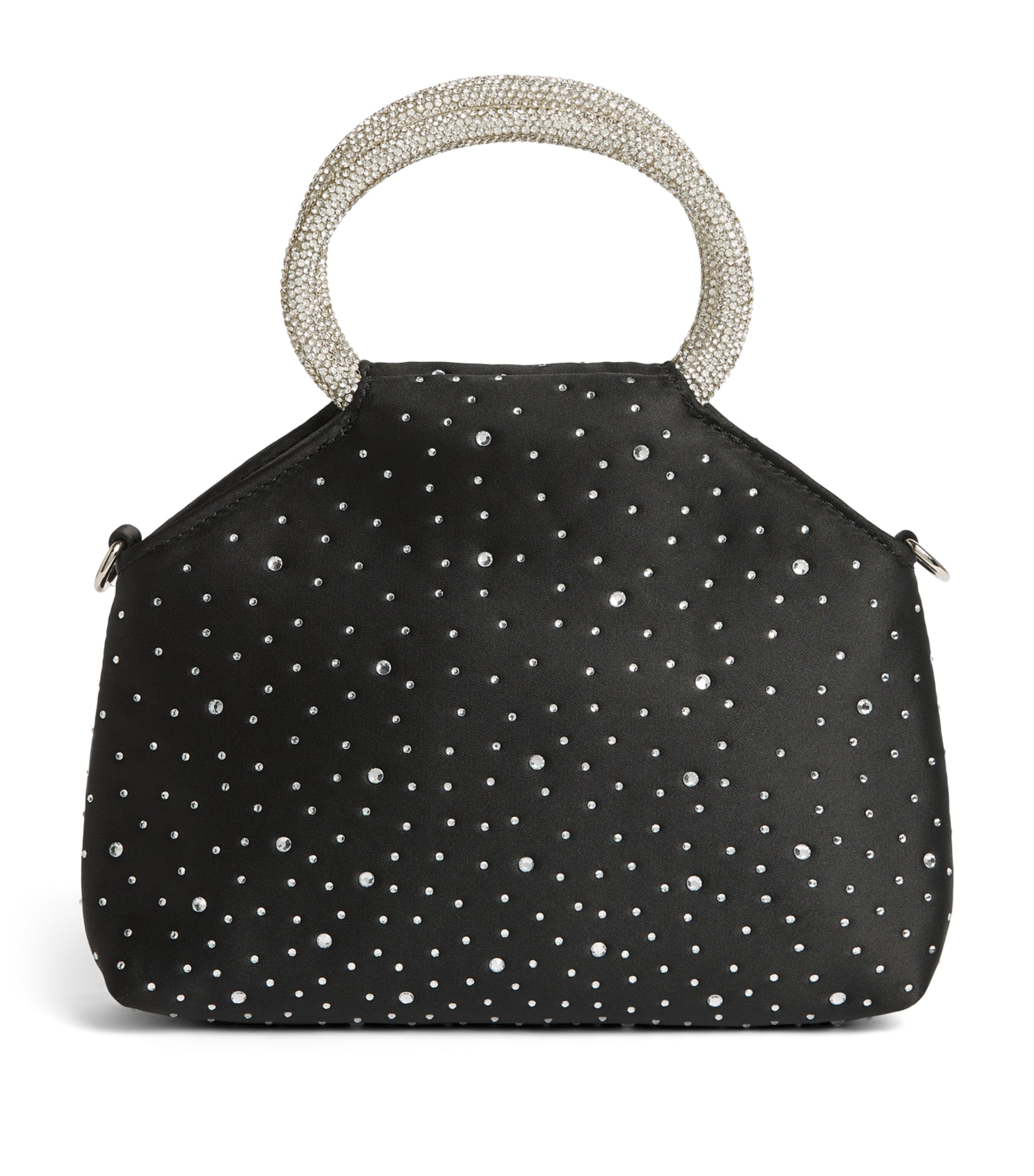 Monnalisa Crystal-Embellished Satin Shoulder Bag Nero
