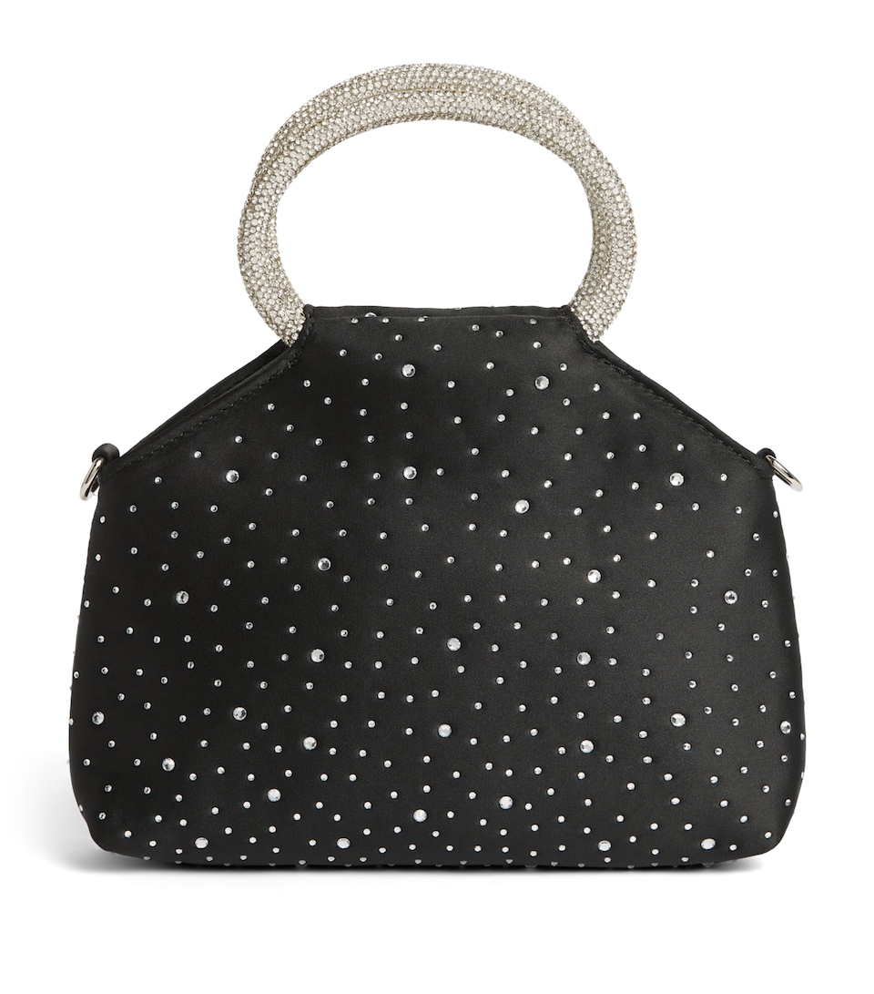 Monnalisa Crystal-Embellished Satin Shoulder Bag Nero