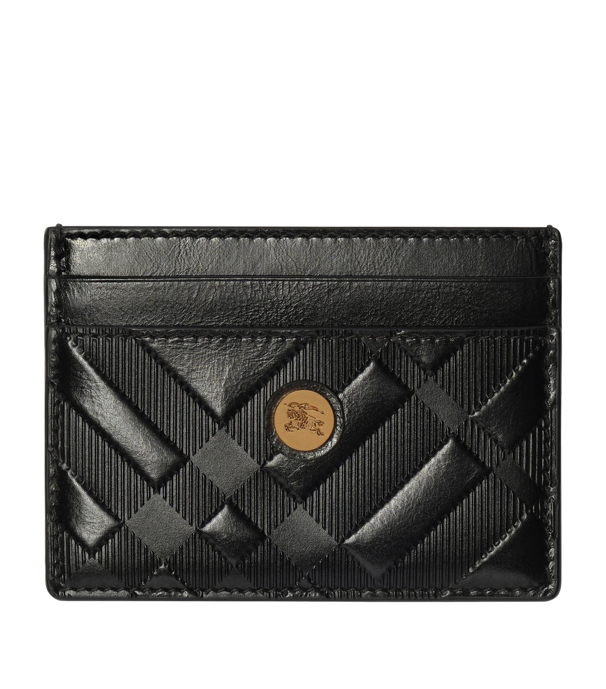 Burberry Embossed Check Card Holder Black