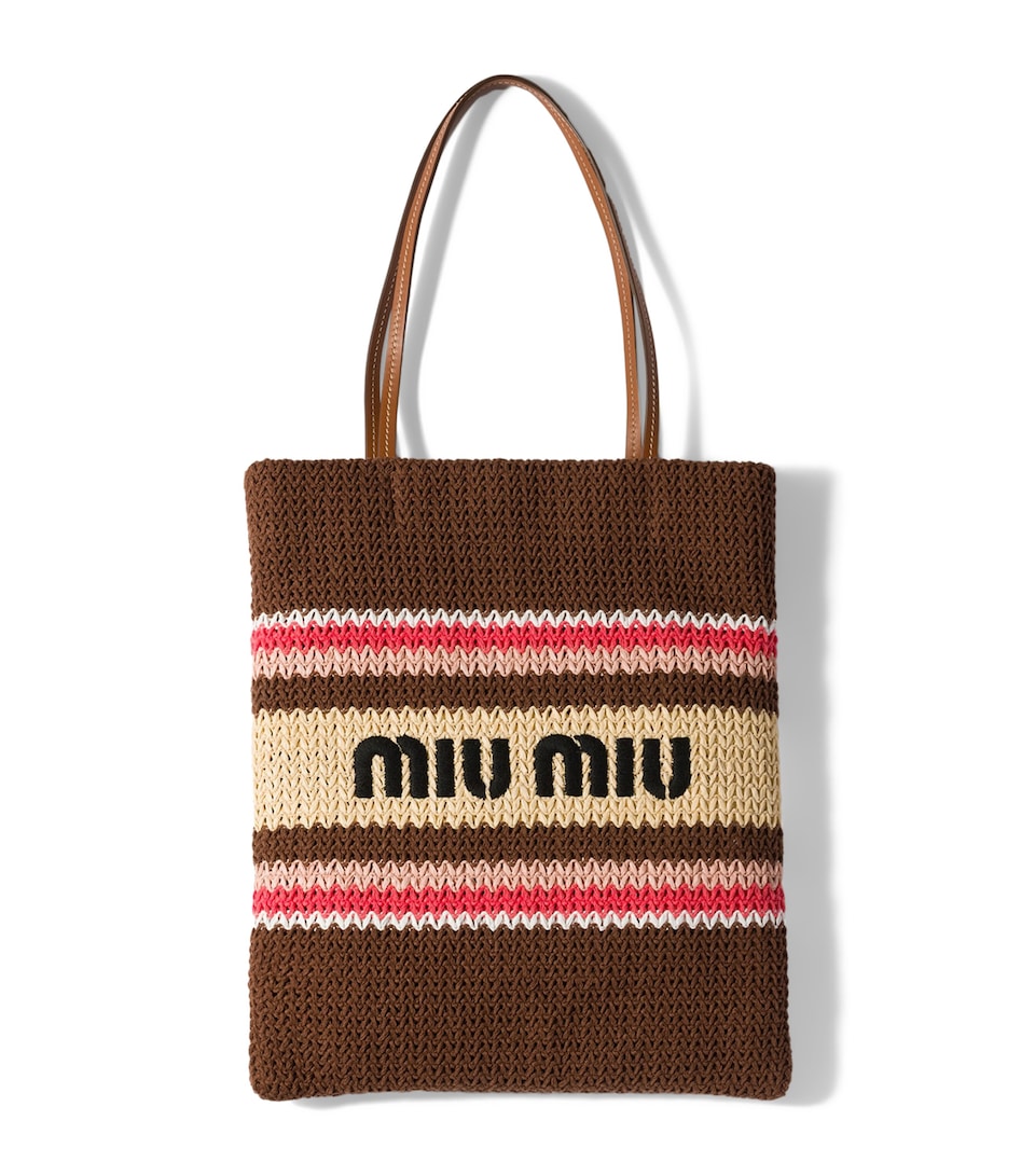 Miu Miu Woven Raffia-Effect Tote Bag