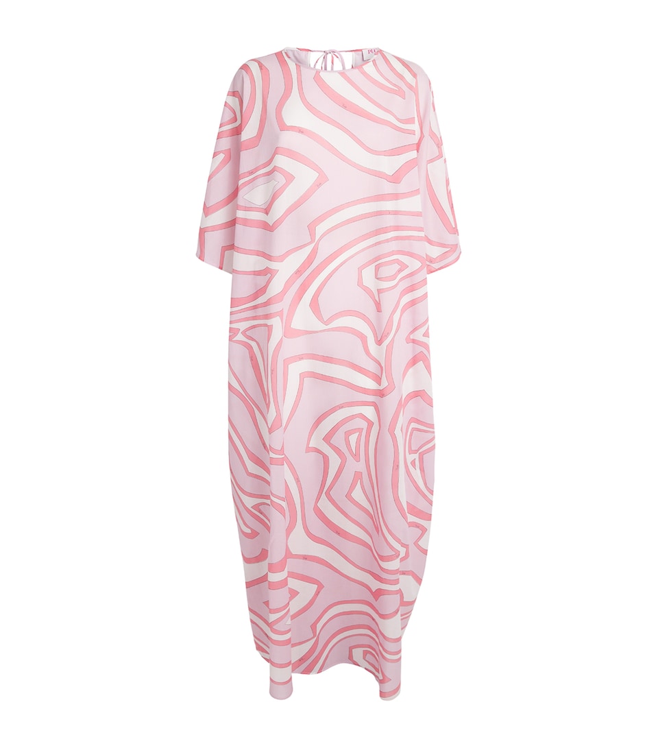 PUCCI Womens Cotton Printed Kaftan Maxi Dress Pink