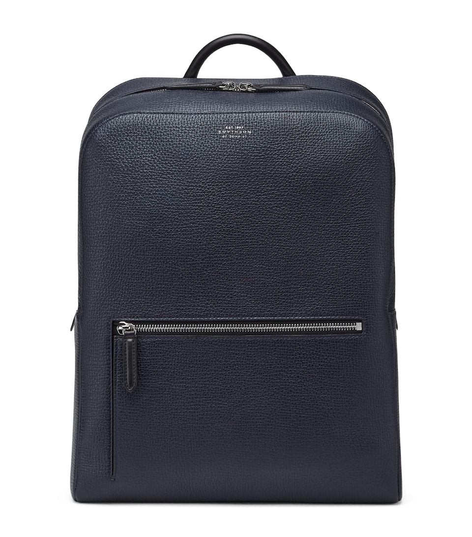 Smythson Ludlow Leather Backpack Navy