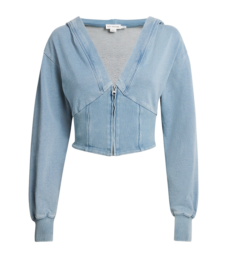 Cotton Jeanius Zip-Up Cropped Hoodie