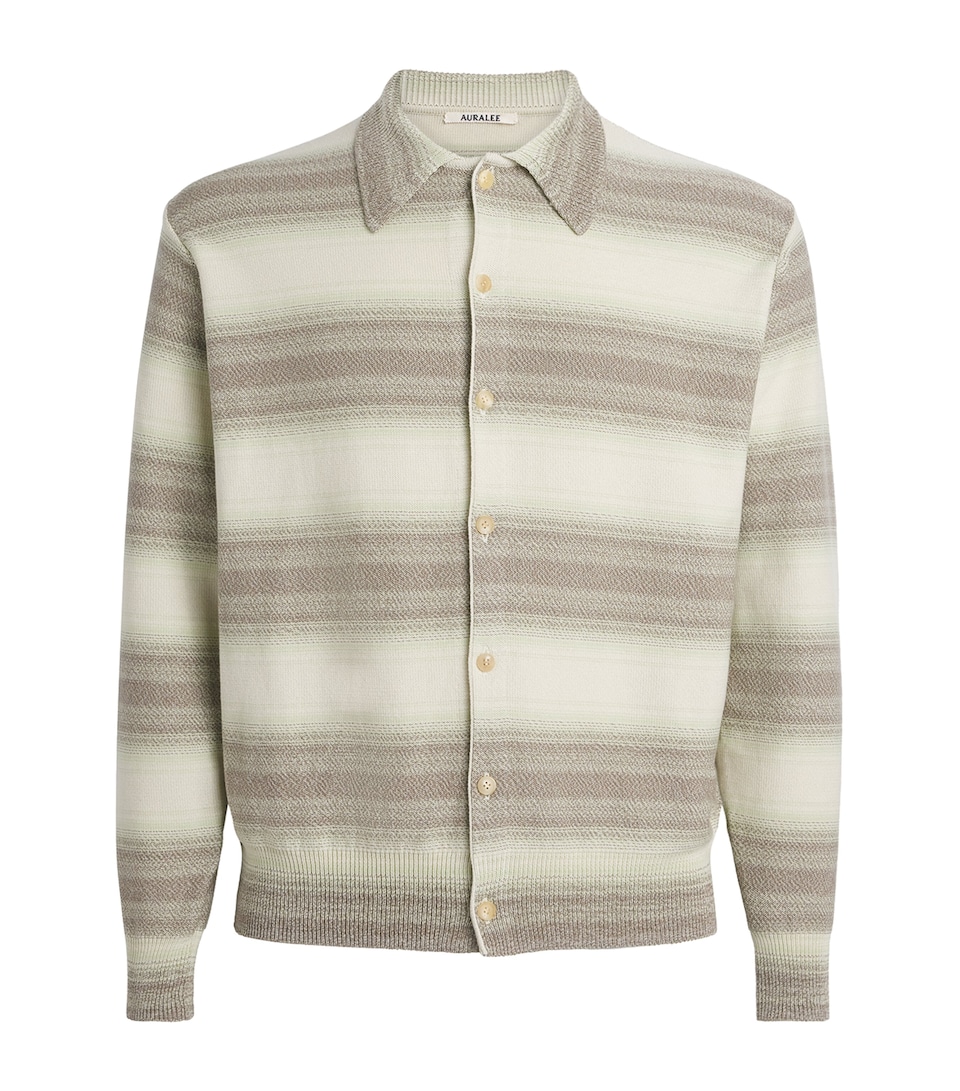 Cotton-Silk Striped Cardigan