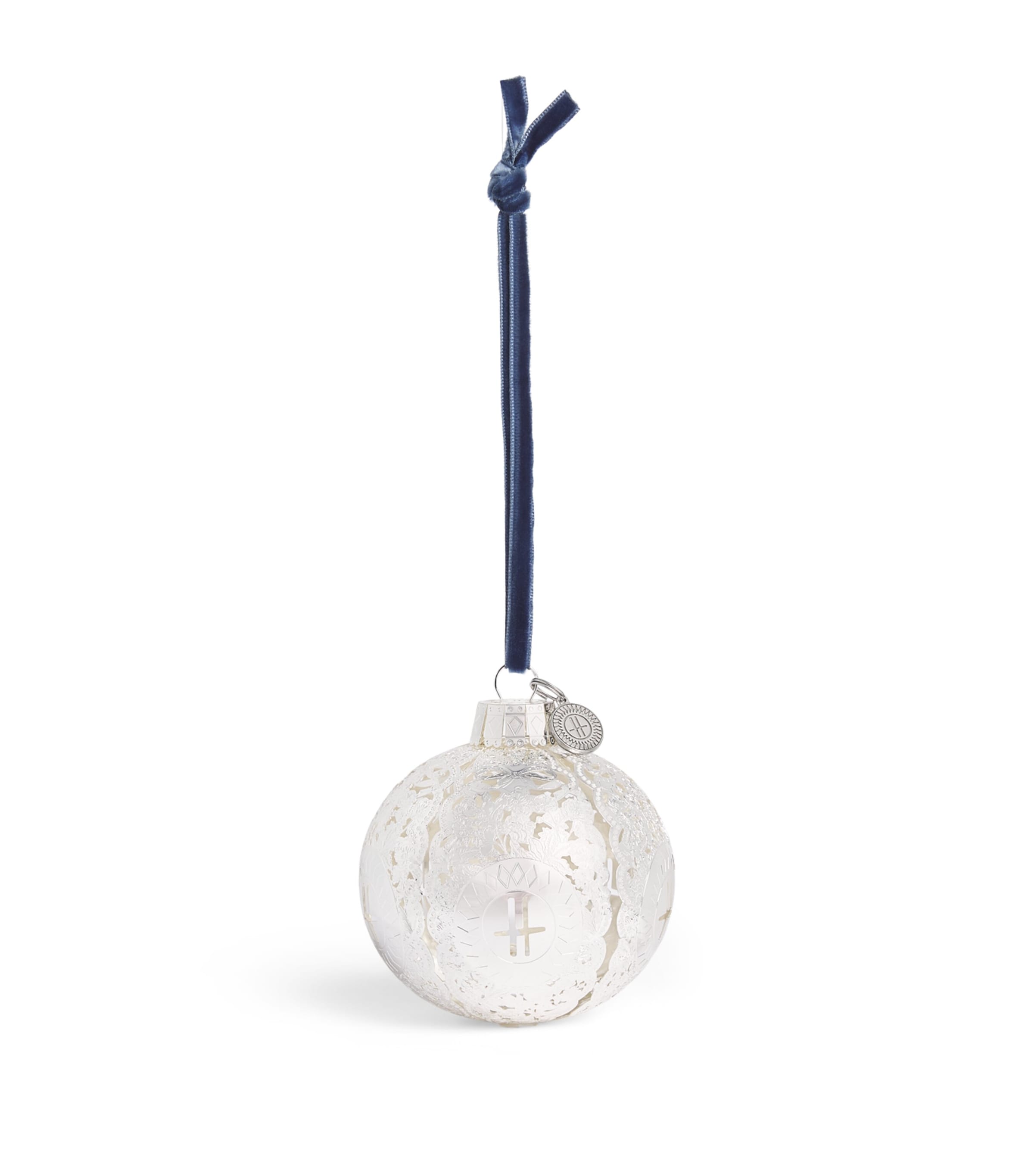 Harrods Metal Toile Bauble Silver
