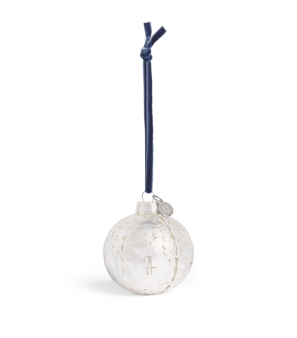 Harrods Metal Toile Bauble Silver