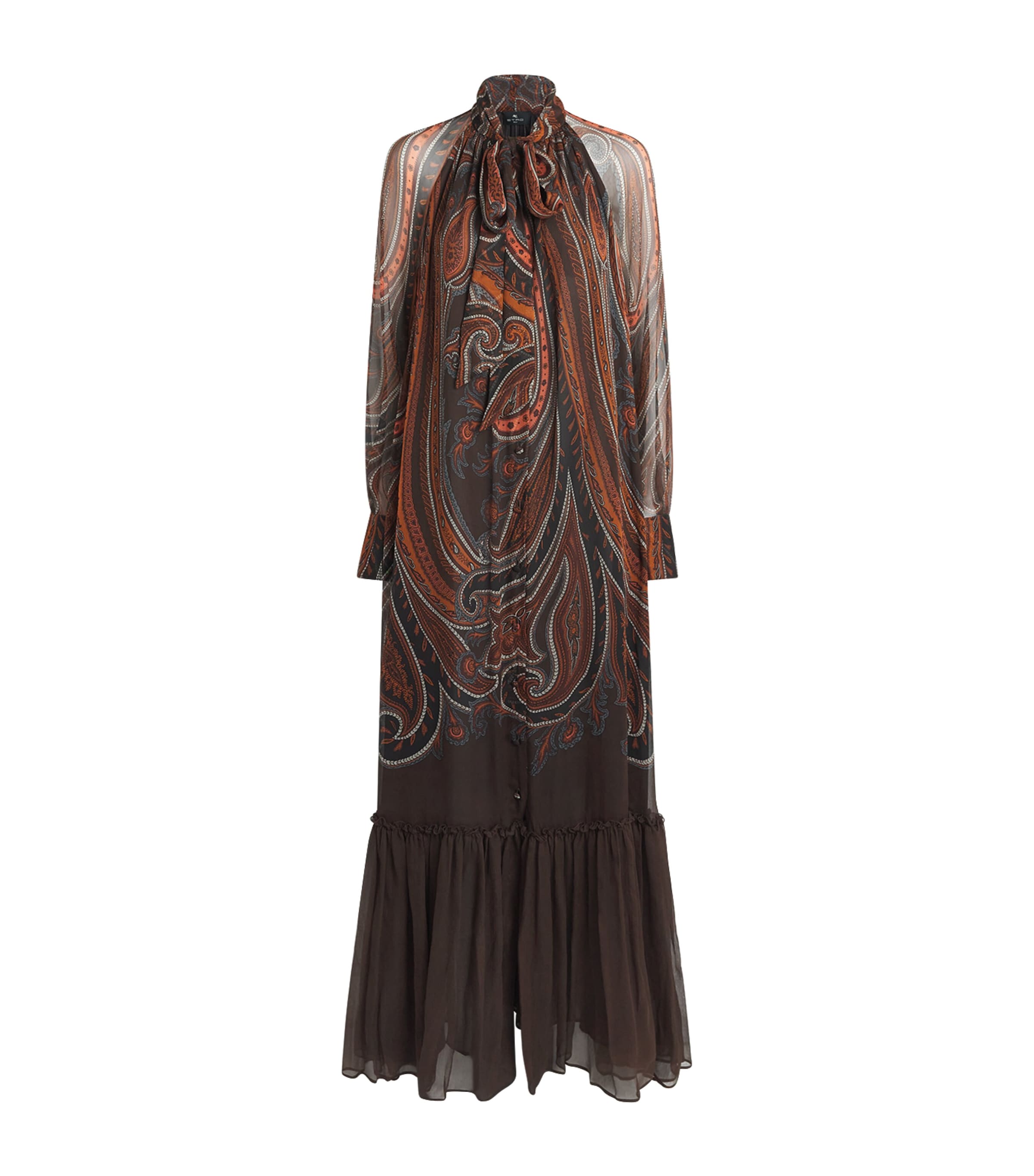 Etro Womens Silk Paisley Maxi Dress Dark Brown