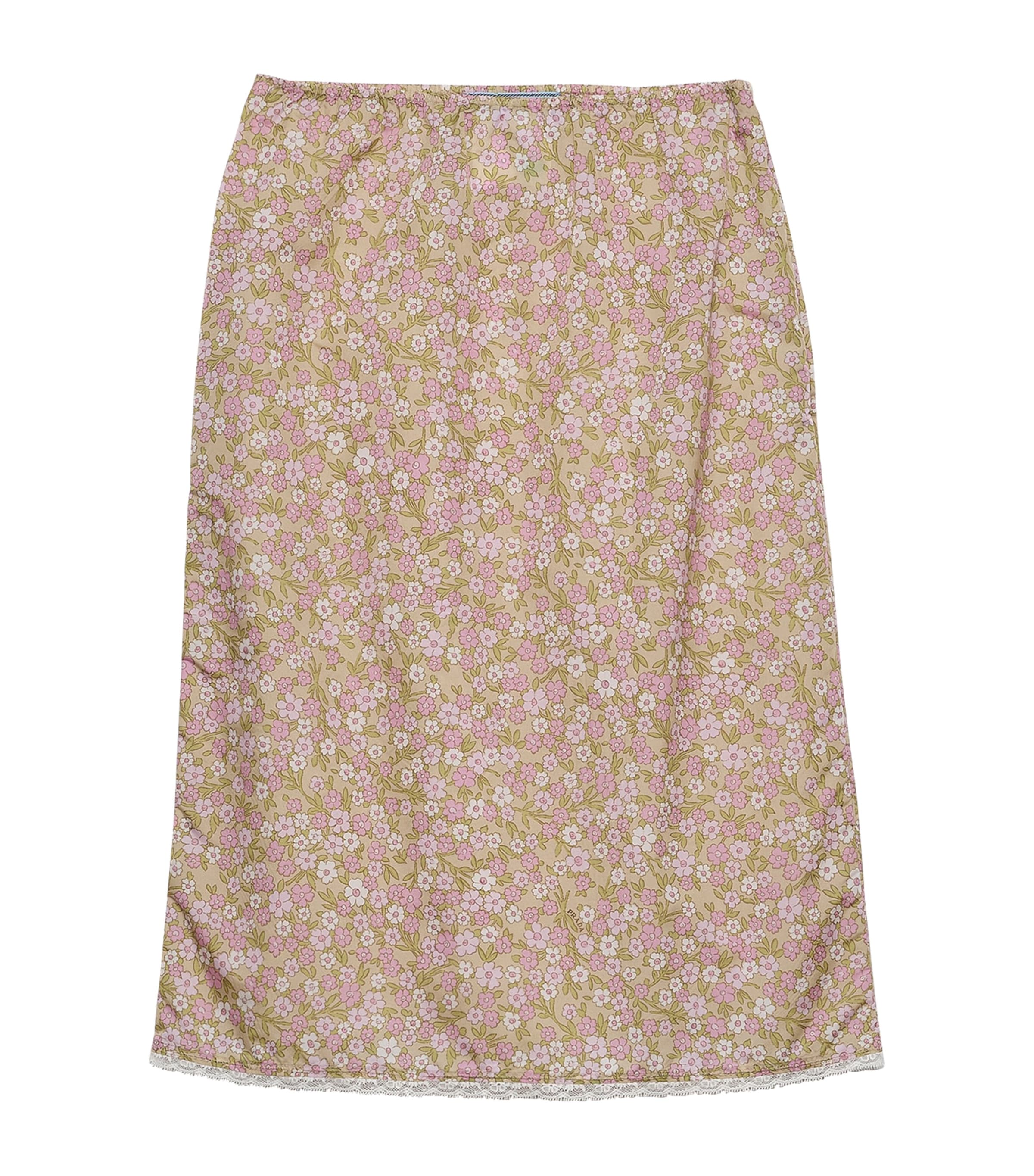 Prada Womens Re-Nylon Floral Midi Skirt