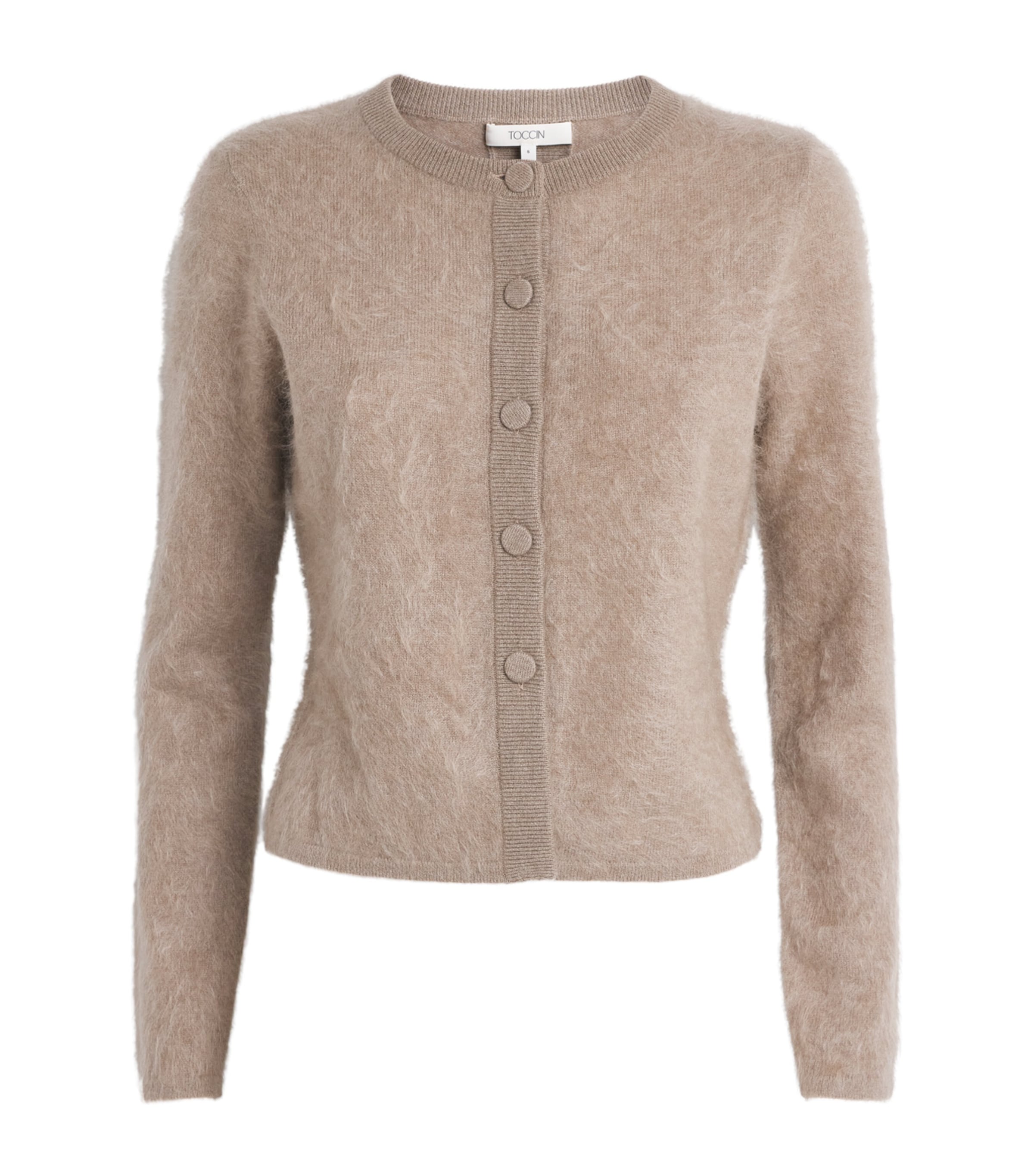 Toccin Womens Cashmere Mariah Cardigan Taupe Melange