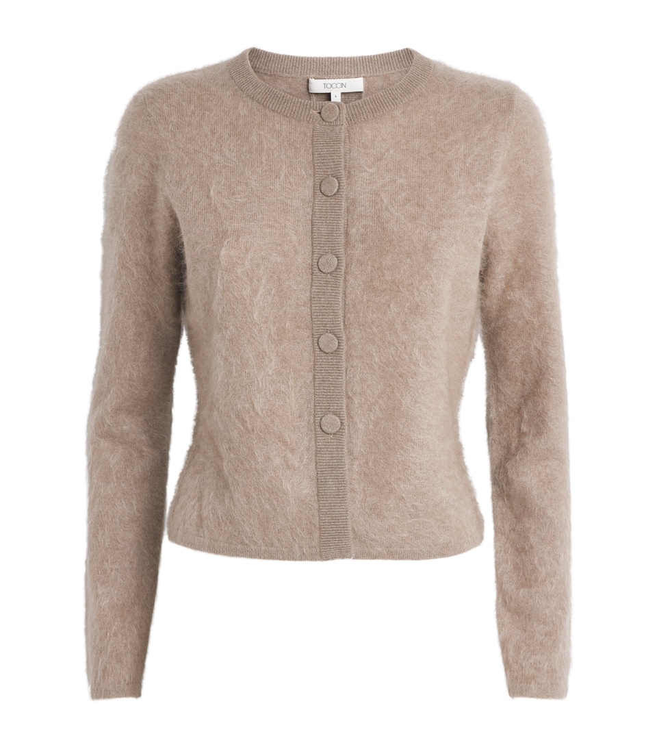 Toccin Womens Cashmere Mariah Cardigan Taupe Melange