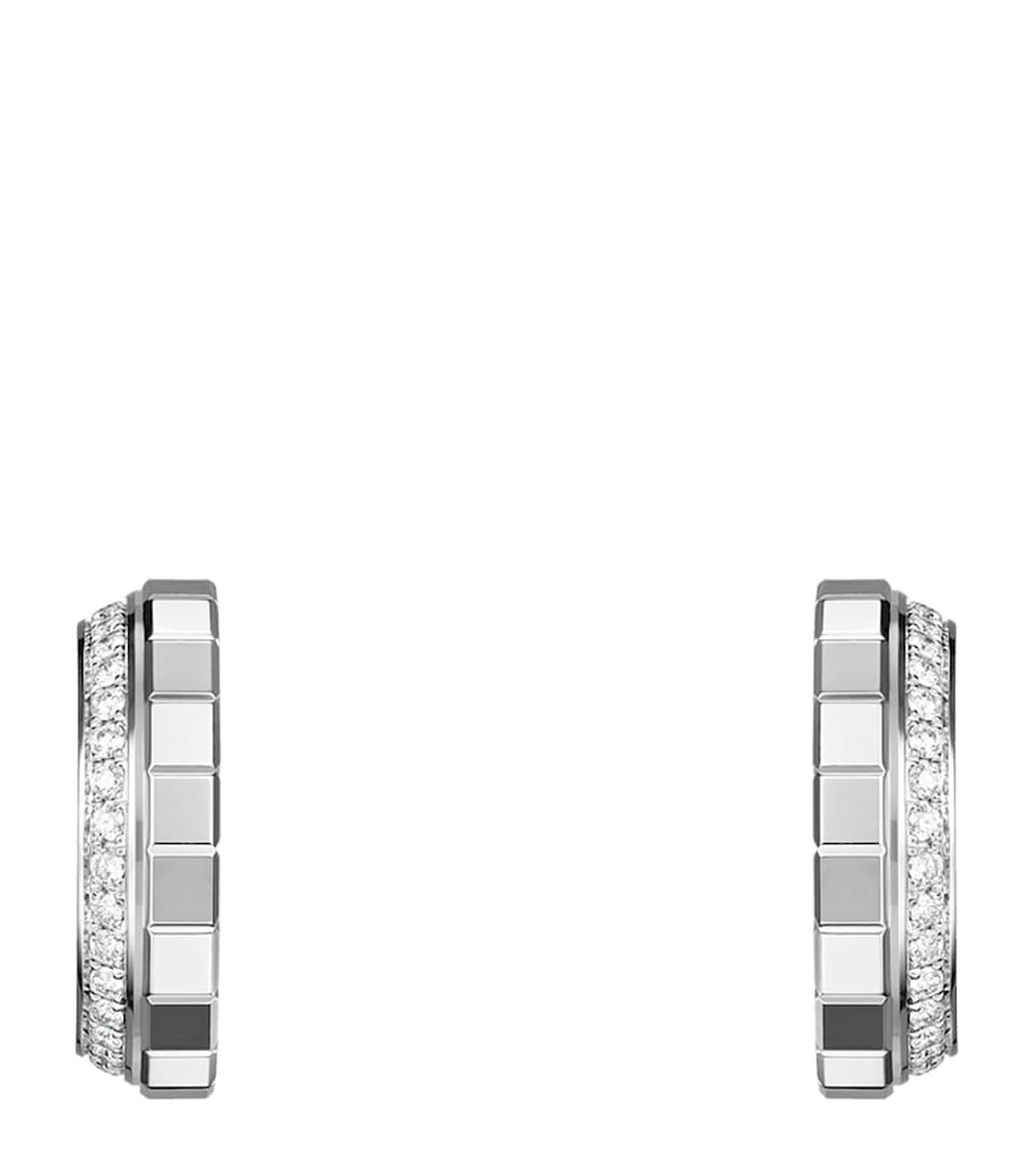 White Gold and Diamond Ice Cube Earrings