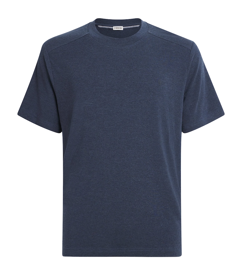 Zimmerli Mens Lyocell-Blend Soft Lounge T-Shirt Blue Melange