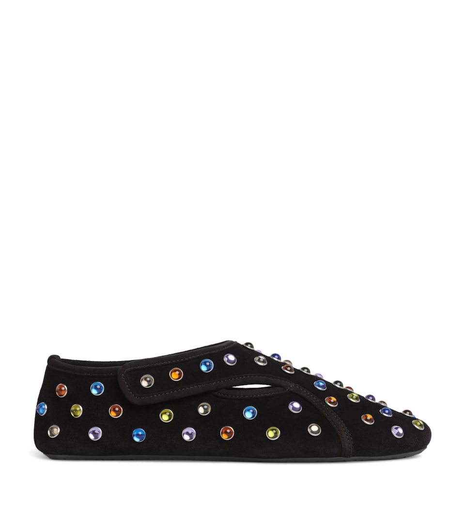 Alaïa Suede Embellished Flex Ballet Flats Noir/multicolor