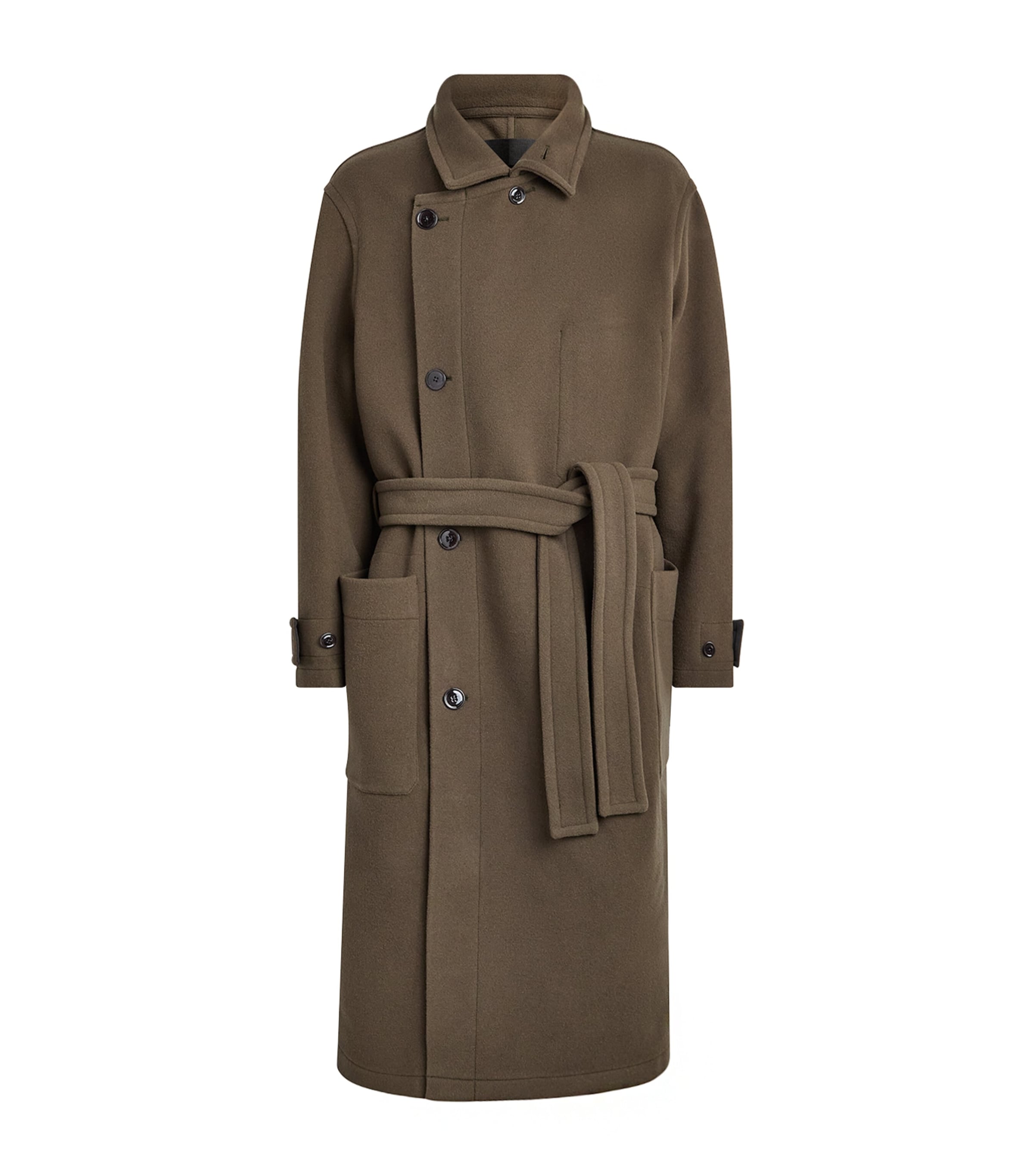 Lemaire Mens Wool Oversized Wrap Coat Thyme