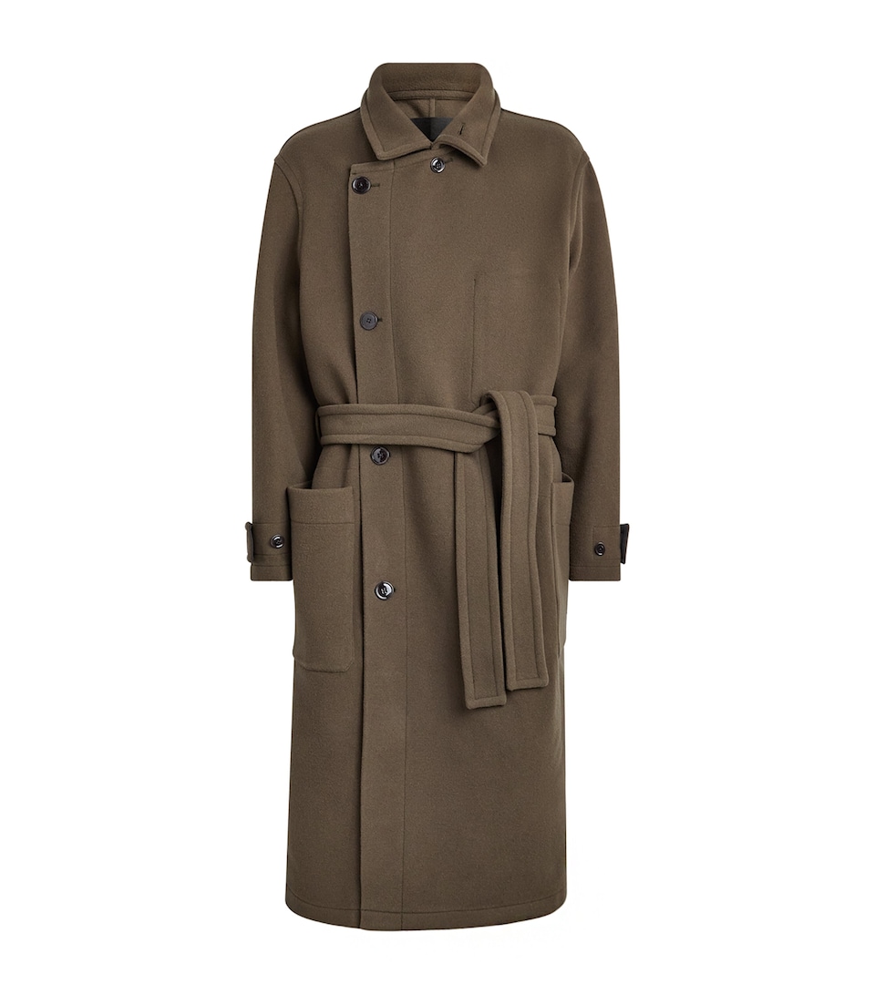 Lemaire Mens Wool Oversized Wrap Coat Thyme