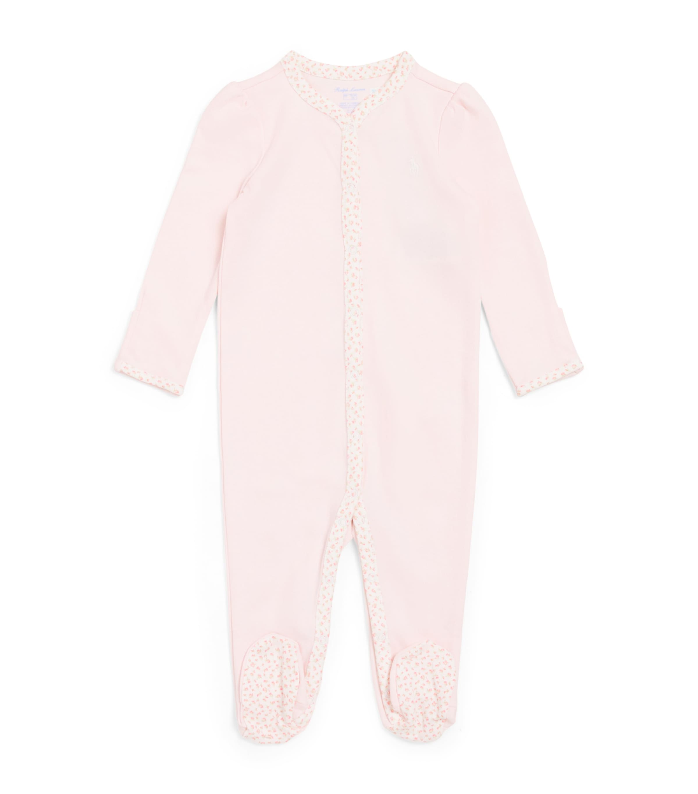 Ralph Lauren Kids Cotton Floral Trim All-In-One (0-9 Months) Delicate Pink