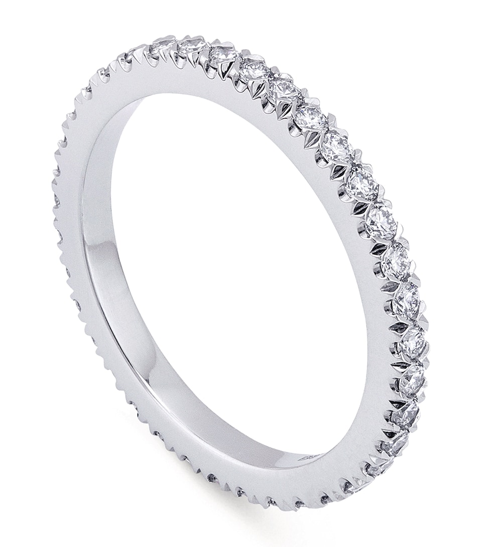 Platinum and Diamond Vintage Half-Hoop Wedding Band