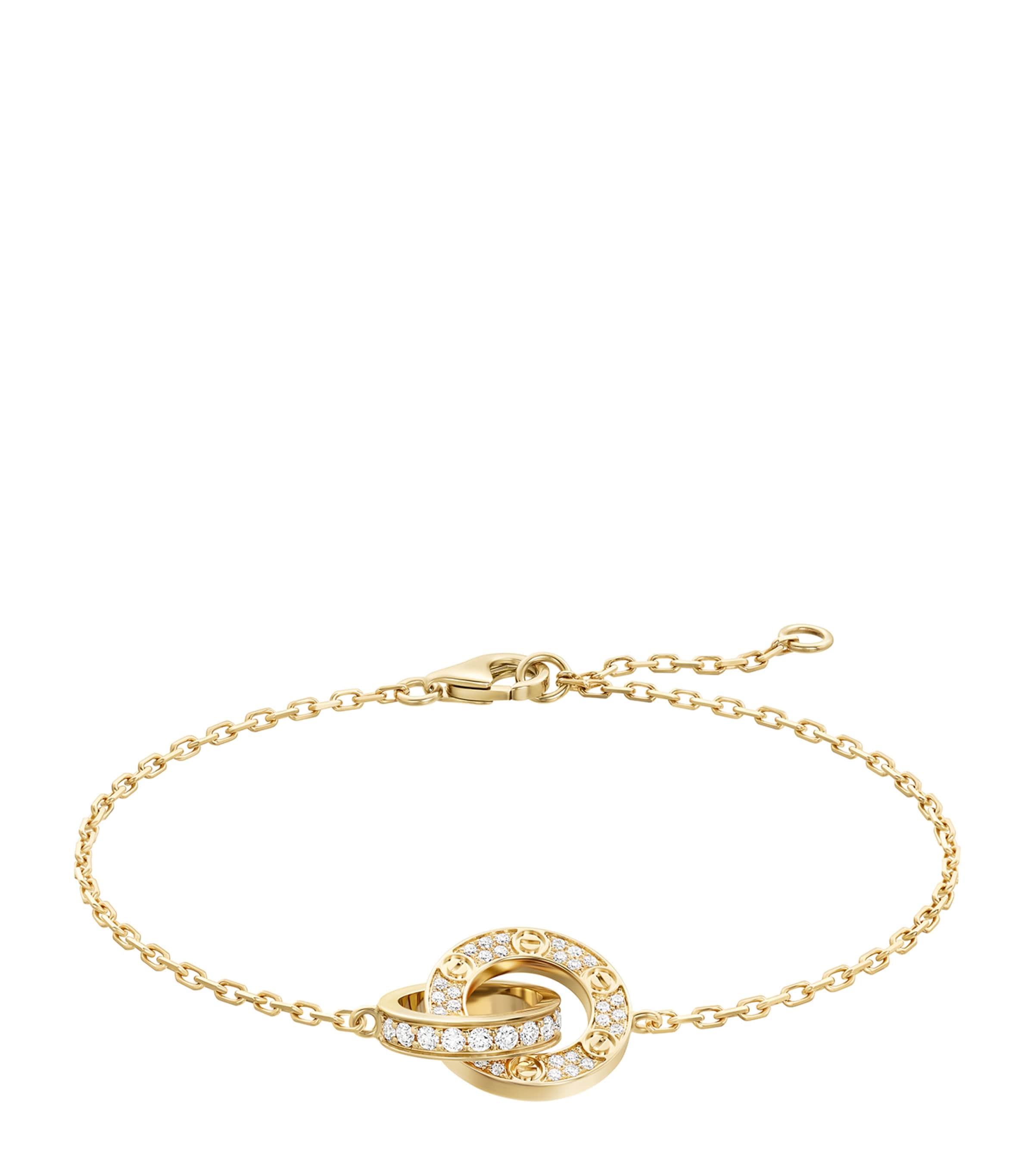 Yellow Gold and Diamond LOVE Chain Bracelet