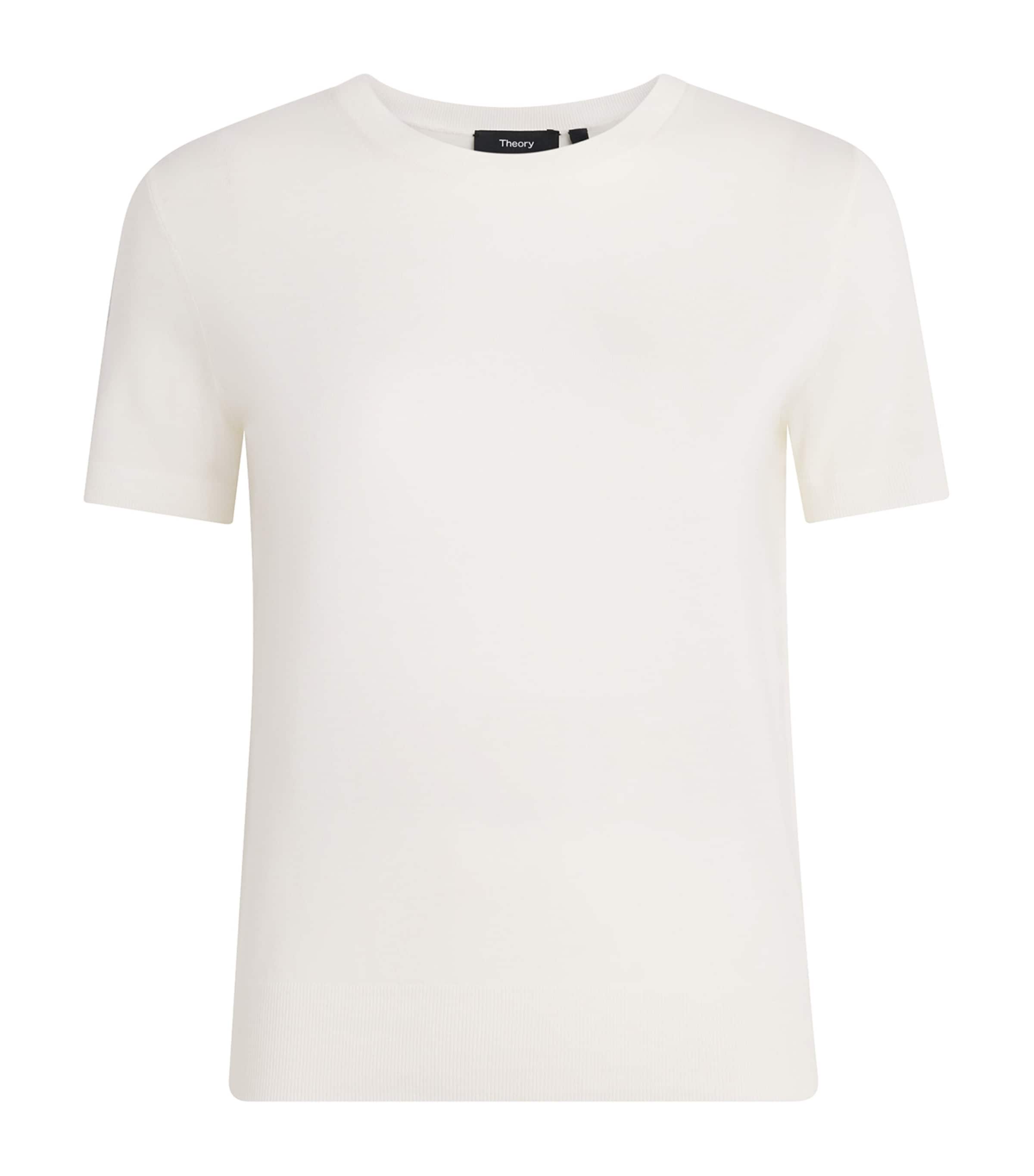 Theory Womens Wool Short-Sleeve T-Shirt New Ivory