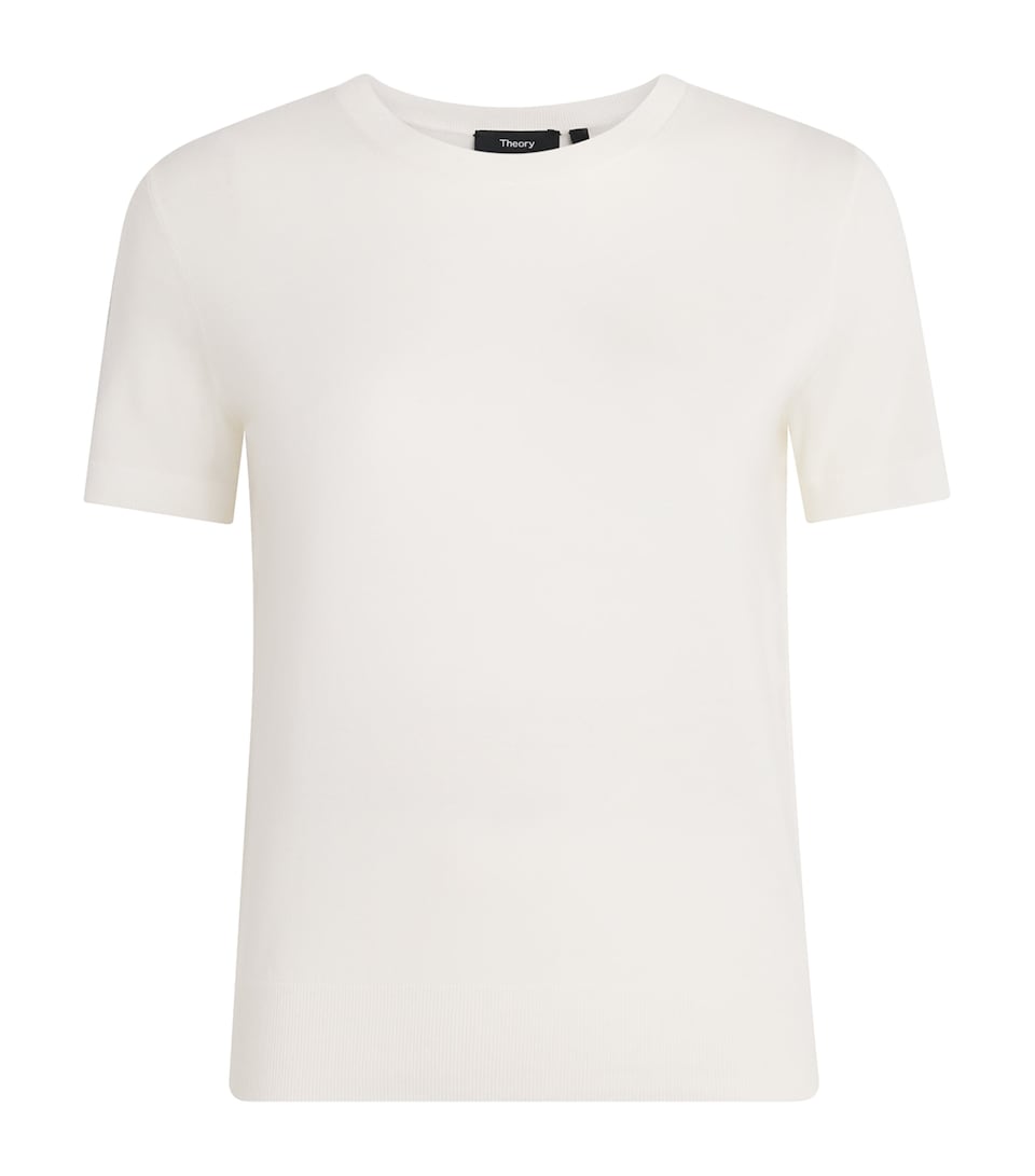 Theory Womens Wool Short-Sleeve T-Shirt New Ivory