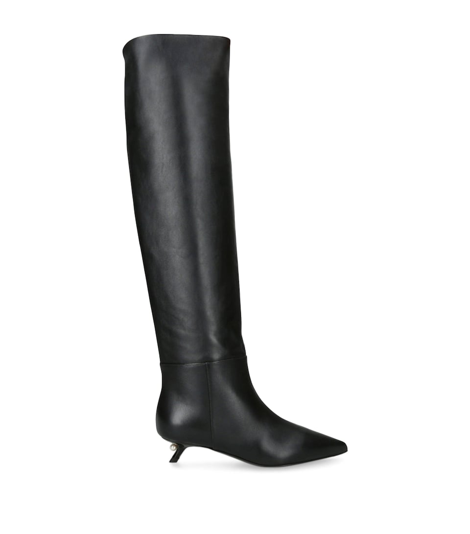 Leather Derby Knee-High Boots 35