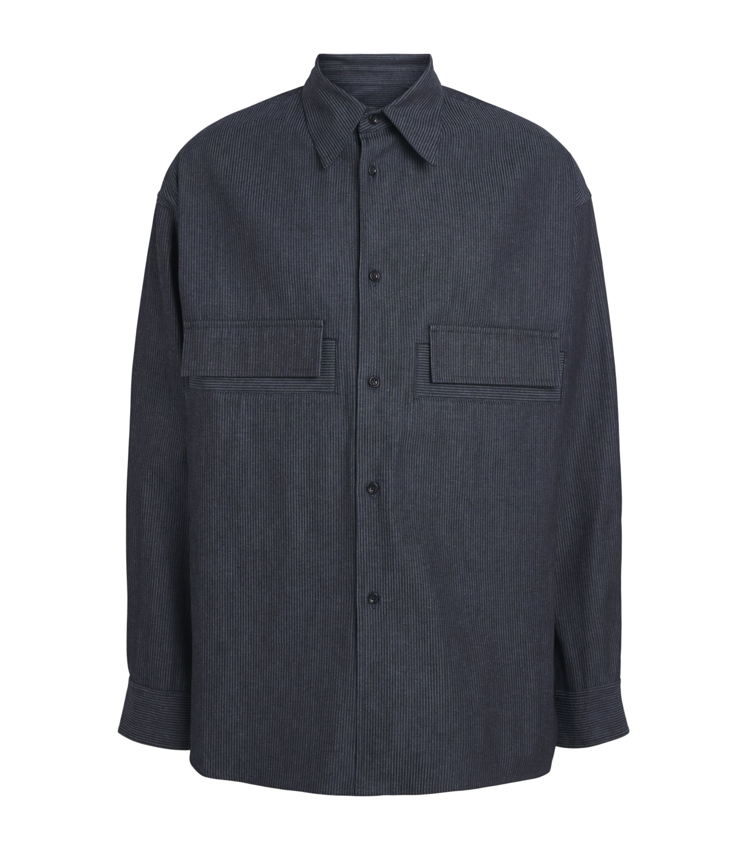 Sage Nation Mens Cotton Pinstripe Vincent Overshirt Indigo Stripe