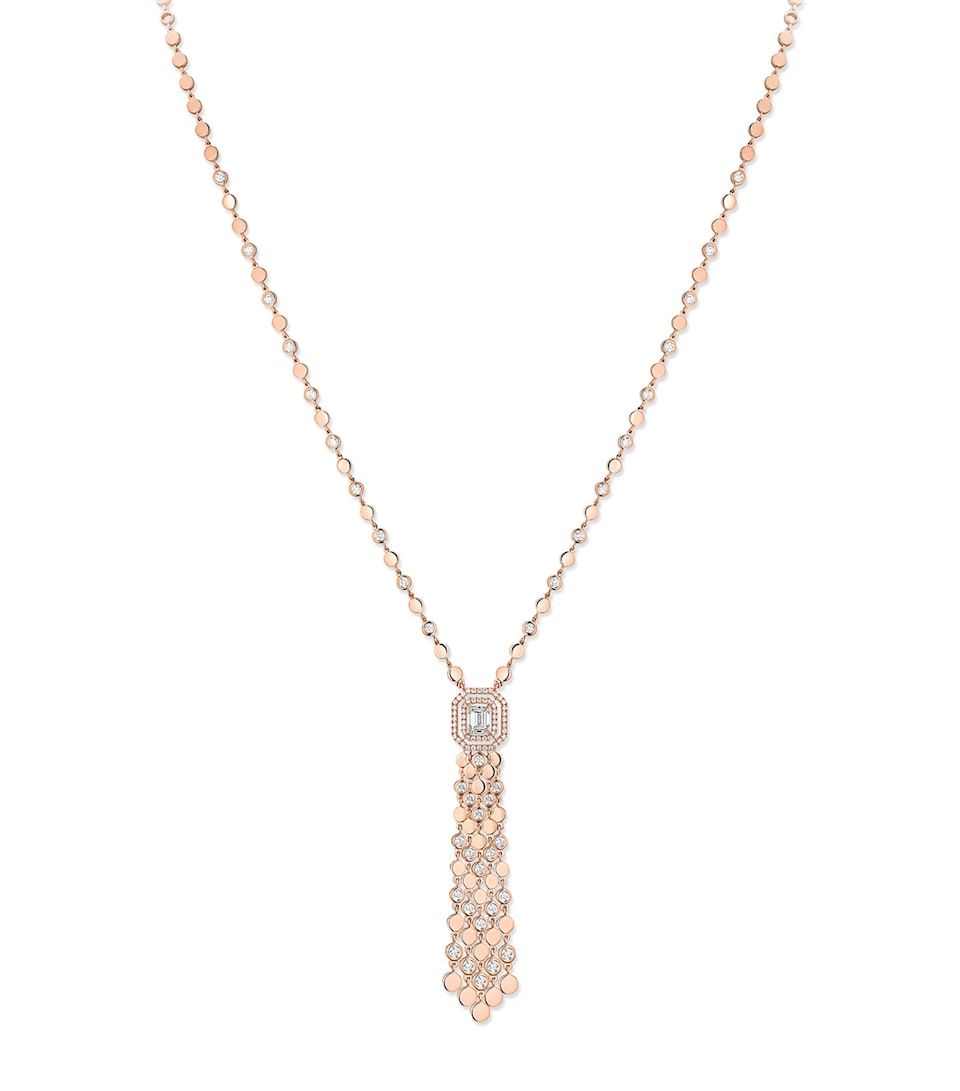 Messika D-Vibes Diamond and Pink Gold Tassel Necklace (1.66ct) Pink Gold