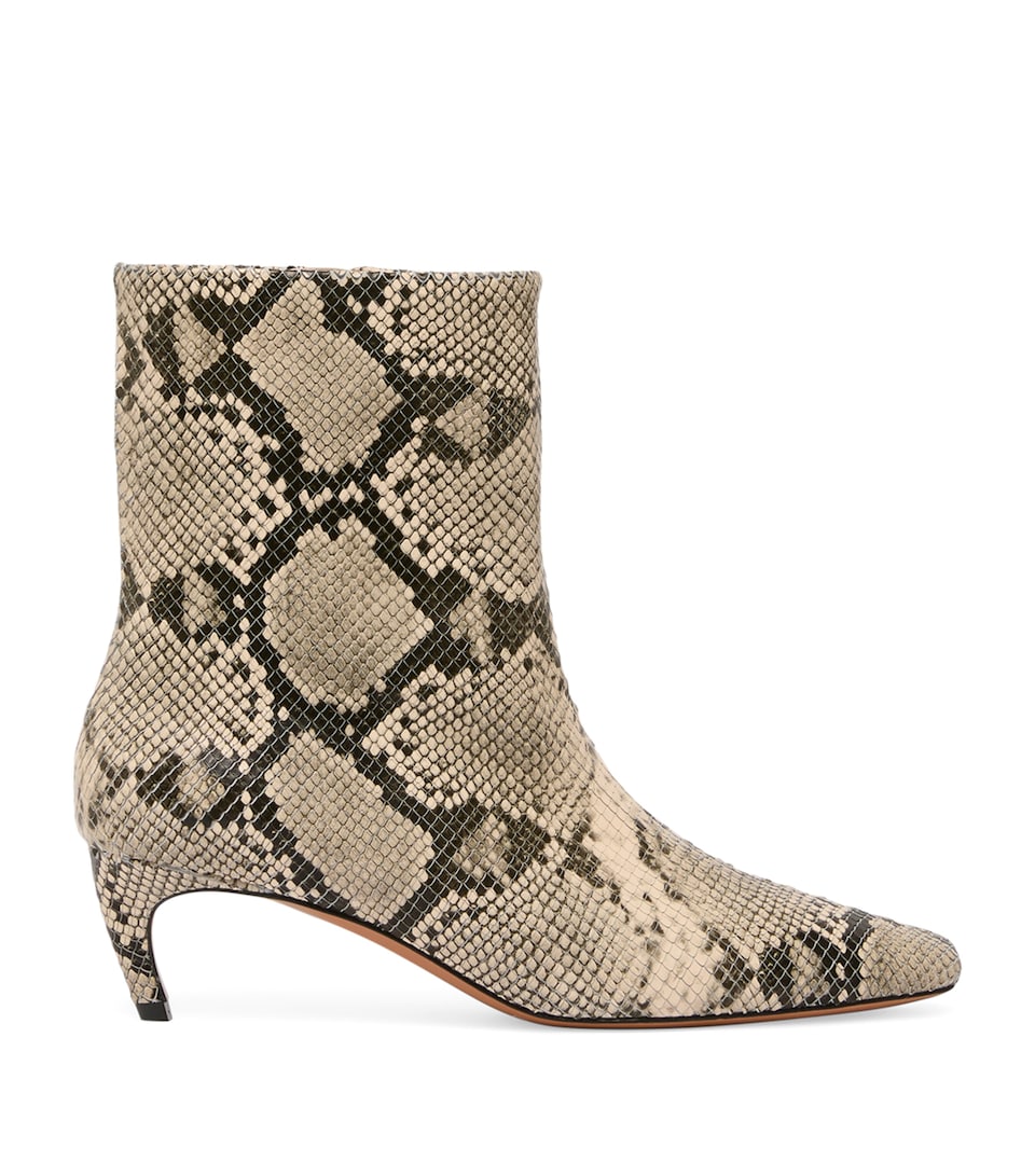 Marella Leather Snake Print Ankle Boots Turtledove