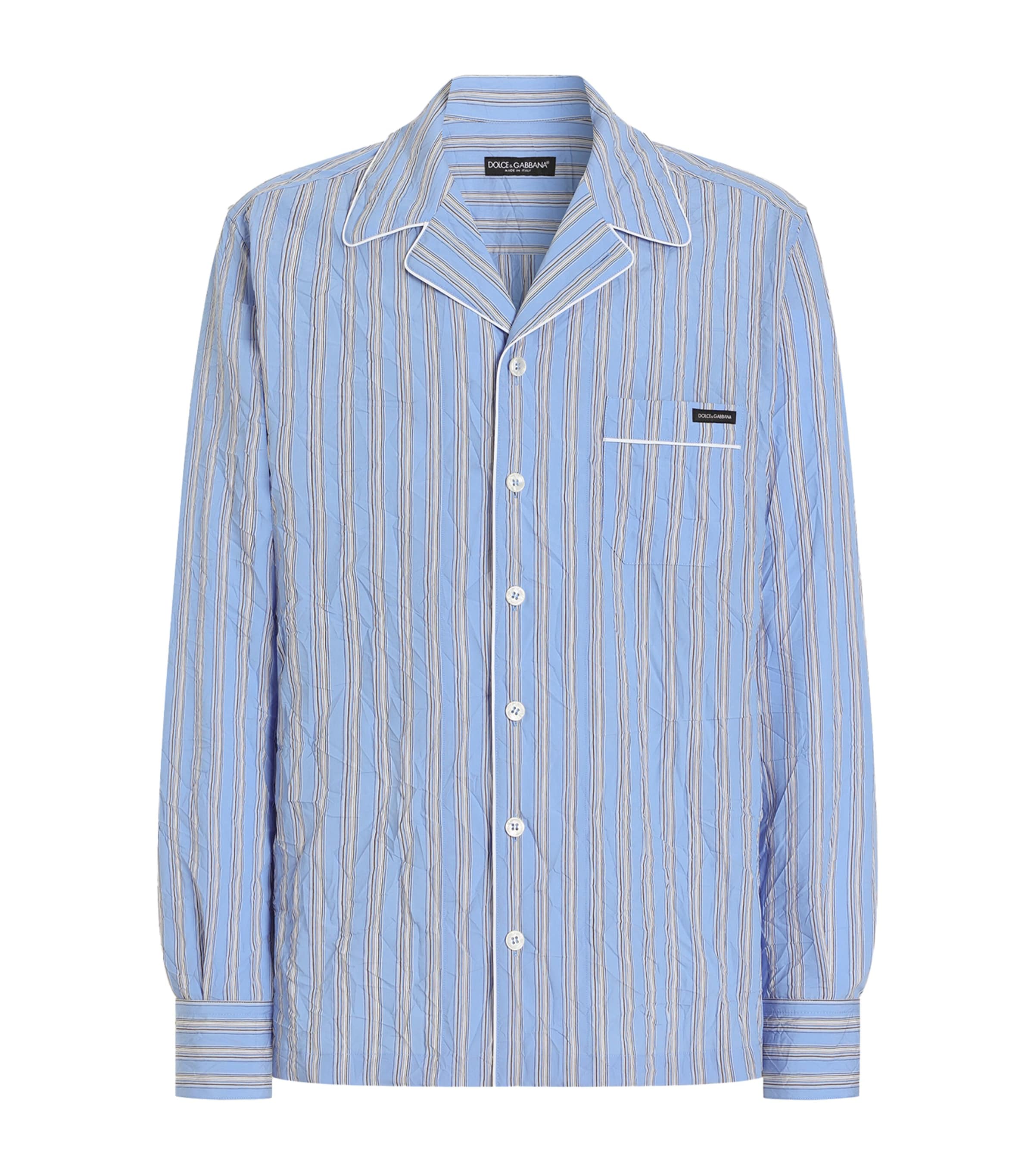 Dolce&Gabbana Mens Crinkle-Effect Stripe Shirt Striped