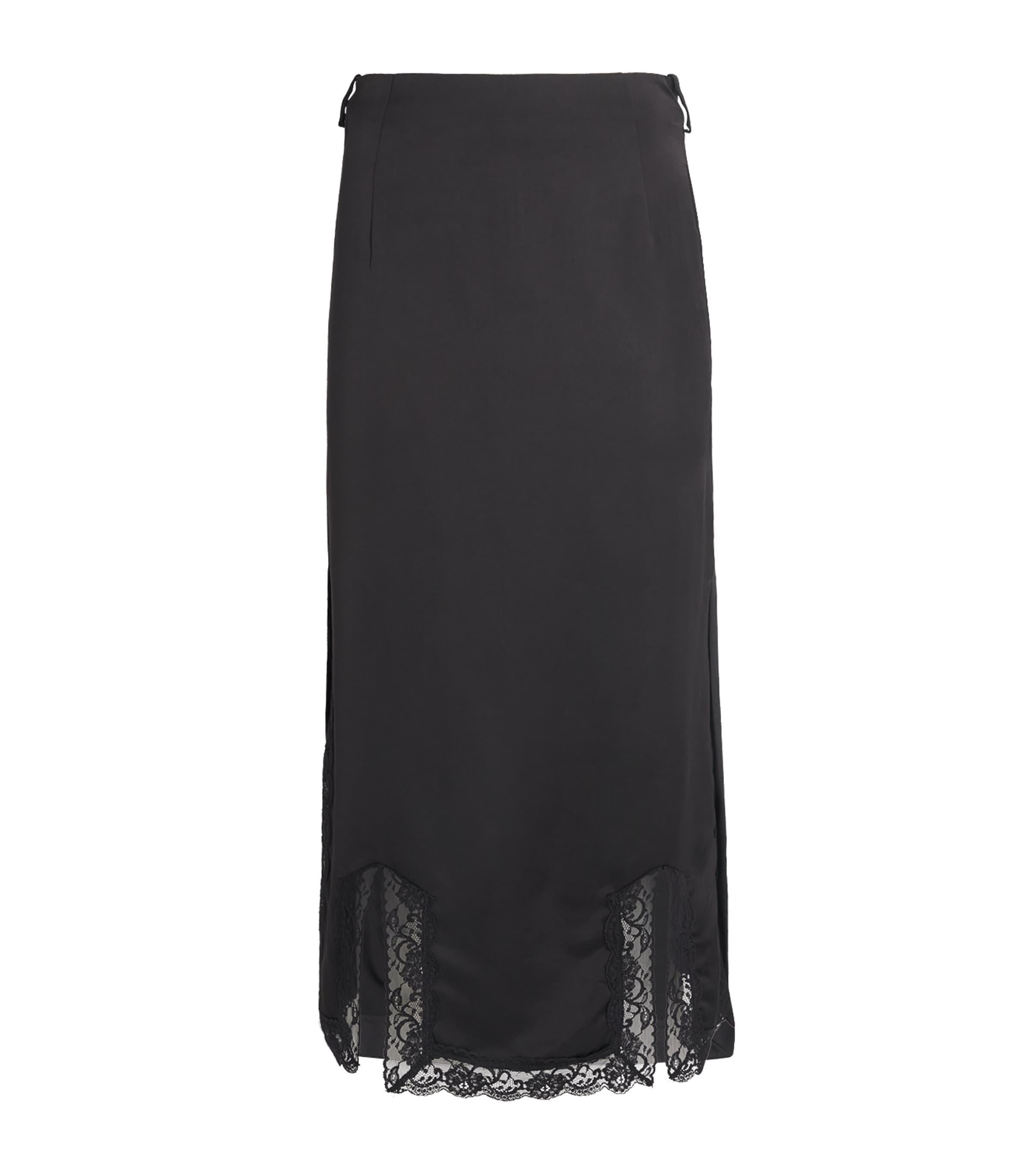 Sandro Paris Womens Lace-Detail Midi Skirt Black