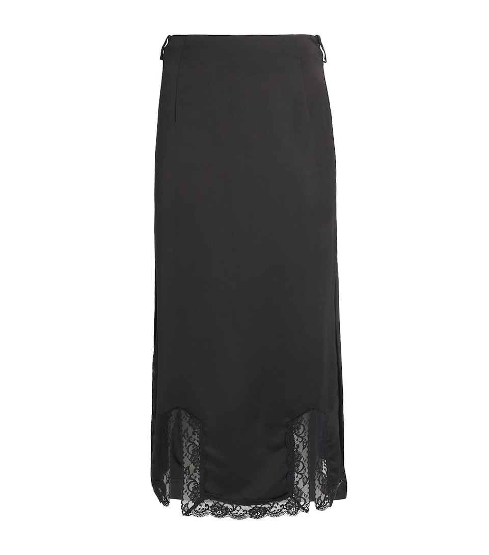Sandro Paris Womens Lace-Detail Midi Skirt Black